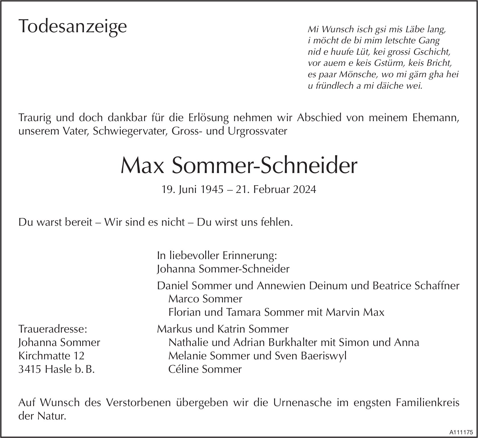 Max Sommer-Schneider, Februar 2024 / TA