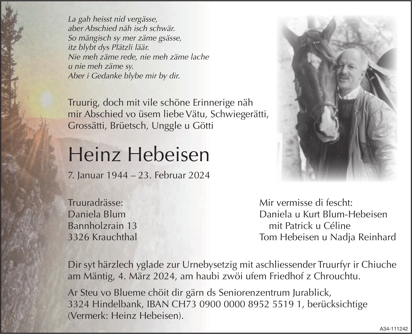 Heinz Hebeisen, Februar 2024 / TA