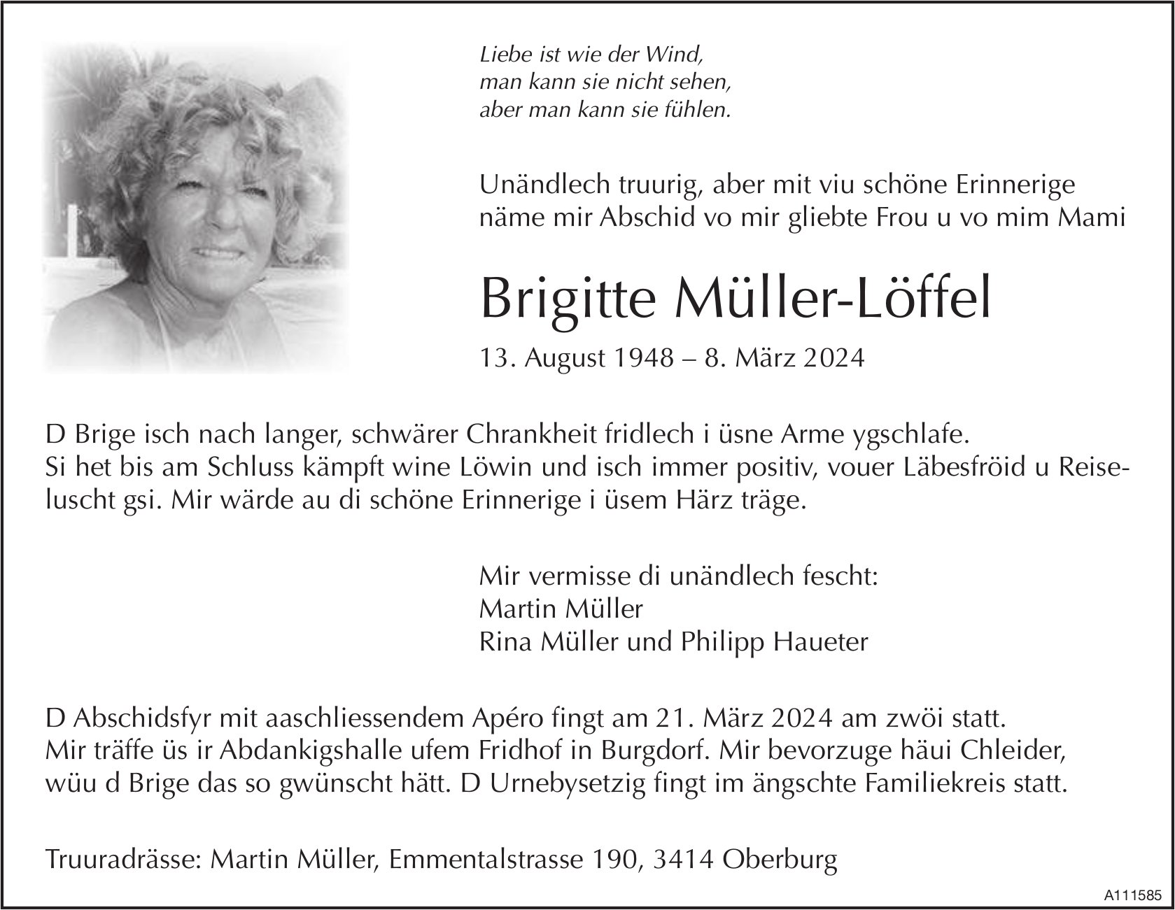 Brigitte Müller-Löffel, März 2024 / TA