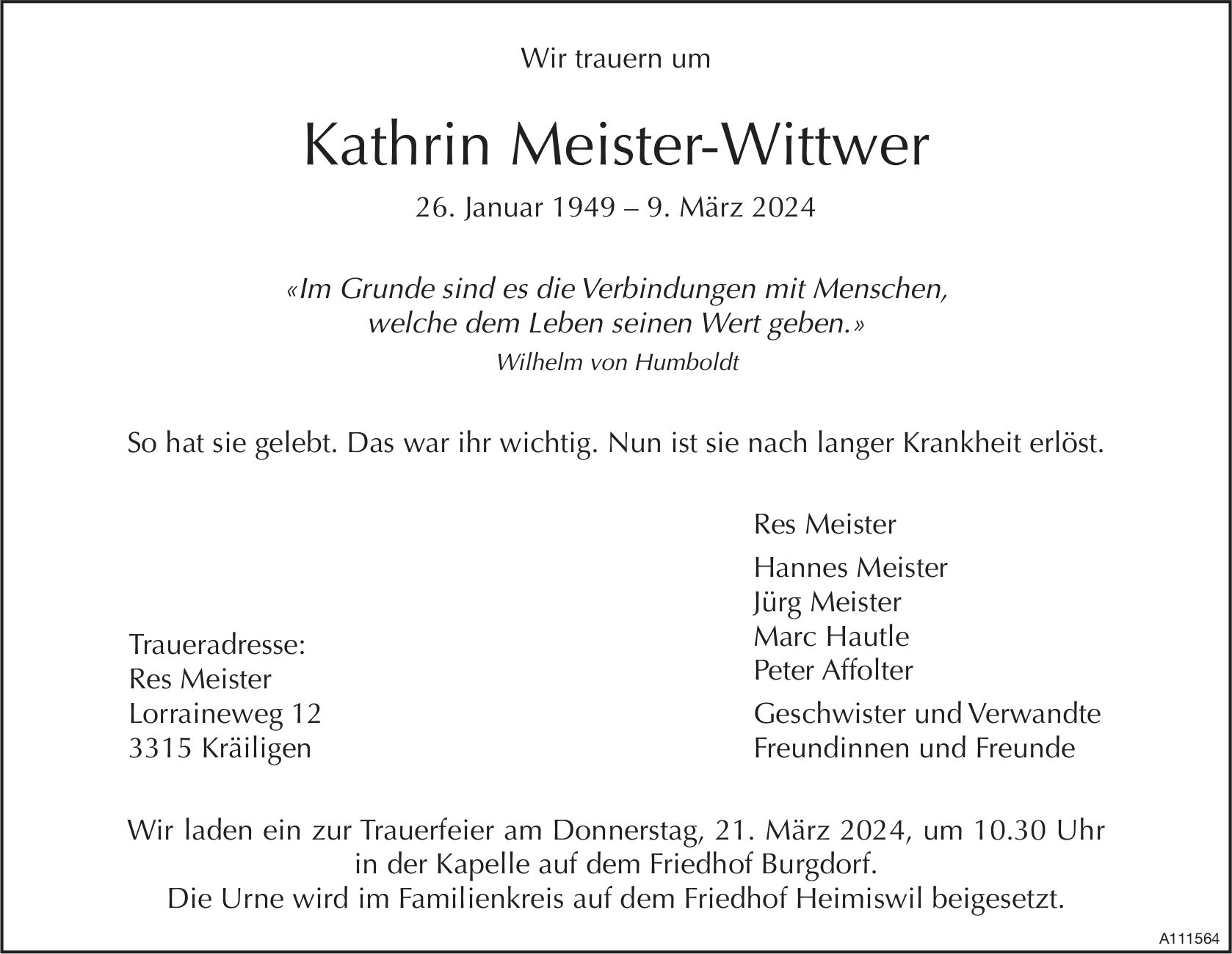 Kathrin Meister-Wittwer, März 2024 / TA