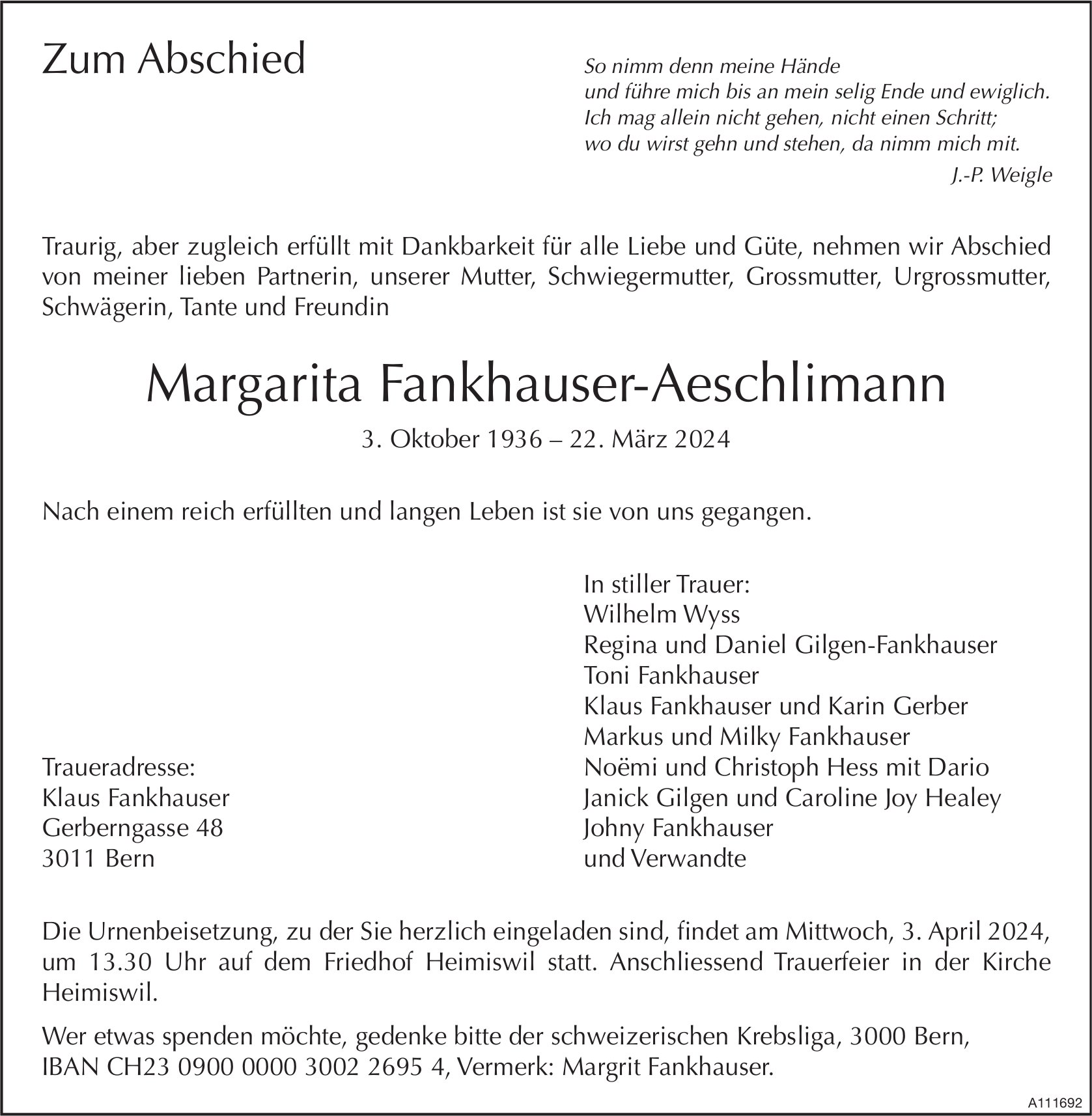 Margarita Fankhauser-Aeschlimann, März 2024 / TA
