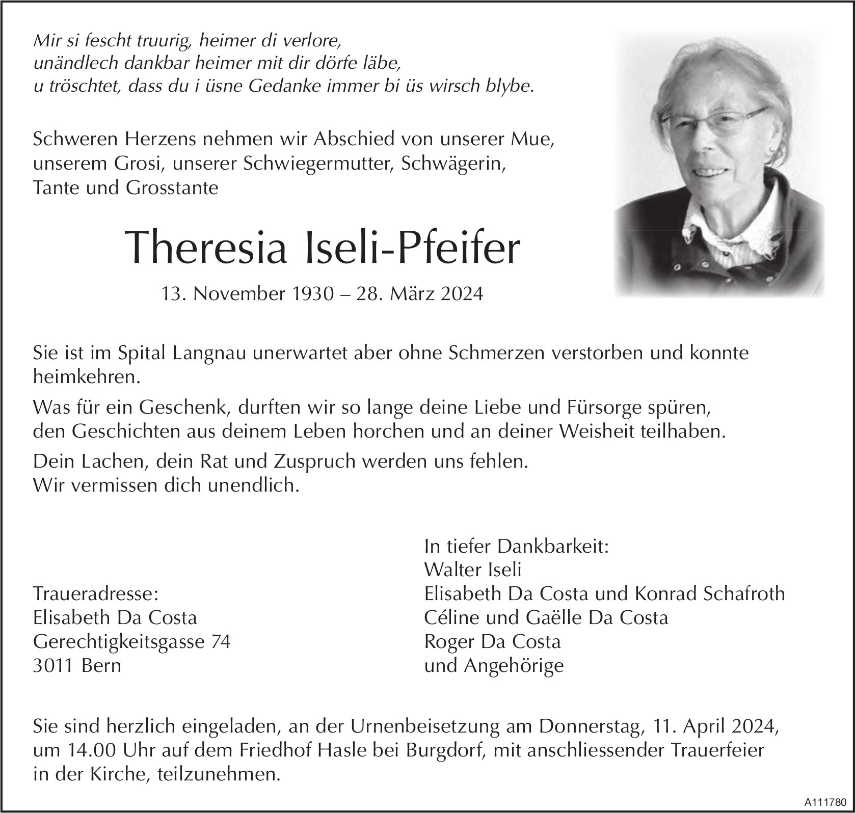 Theresia Iseli-Pfeifer, März 2024 / TA