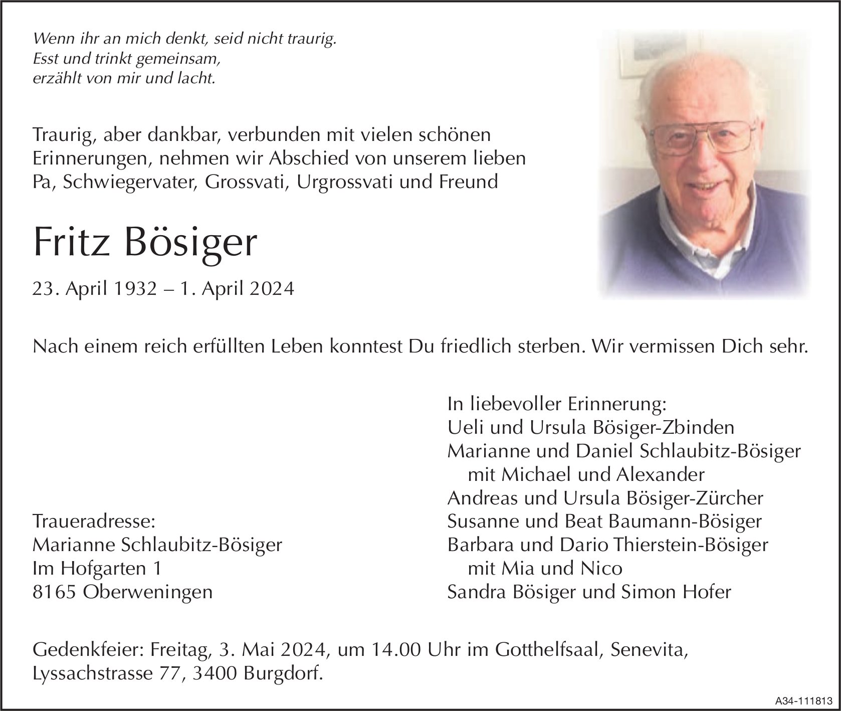 Fritz Bösiger, April 2024 / TA