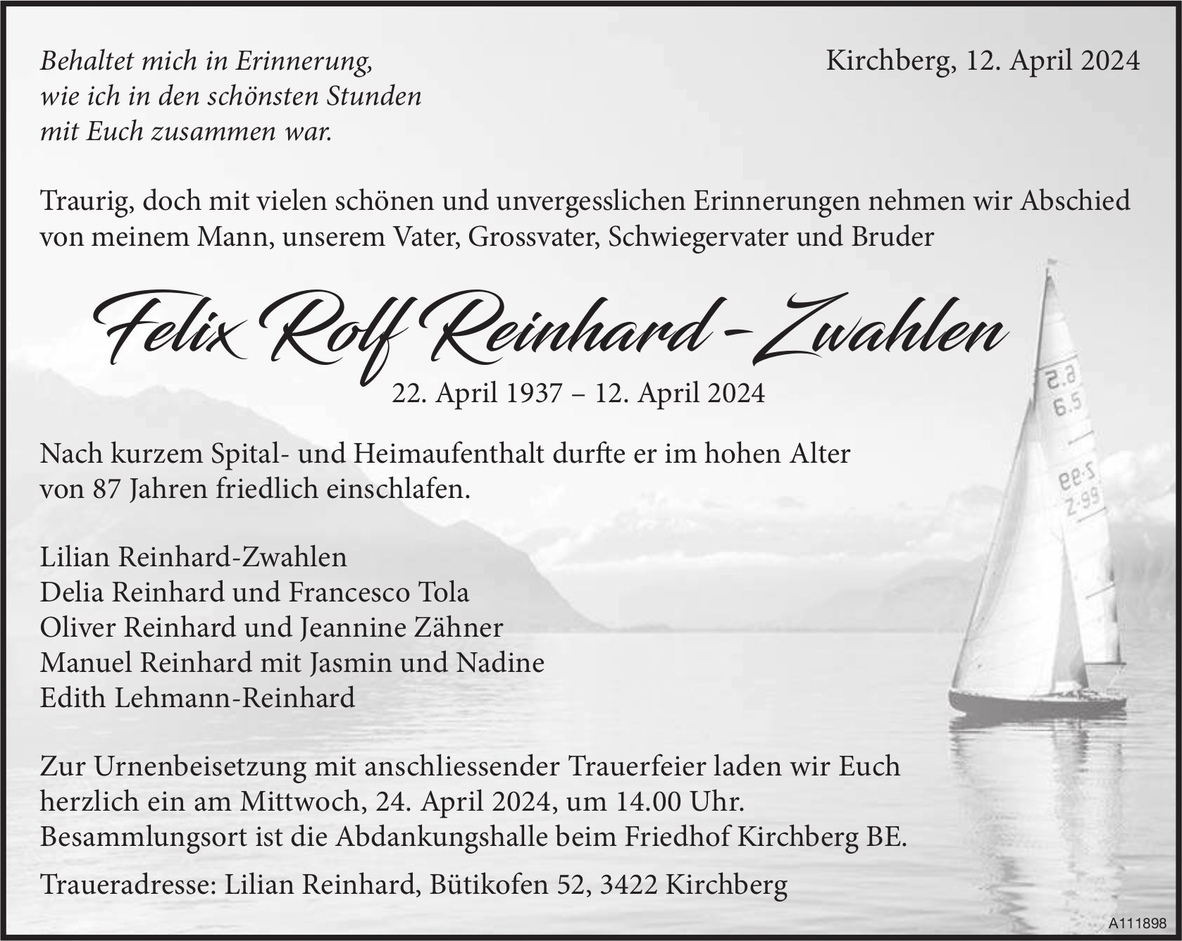 Felix Rolf Reinhard-Zwahlen, April 2024 / TA