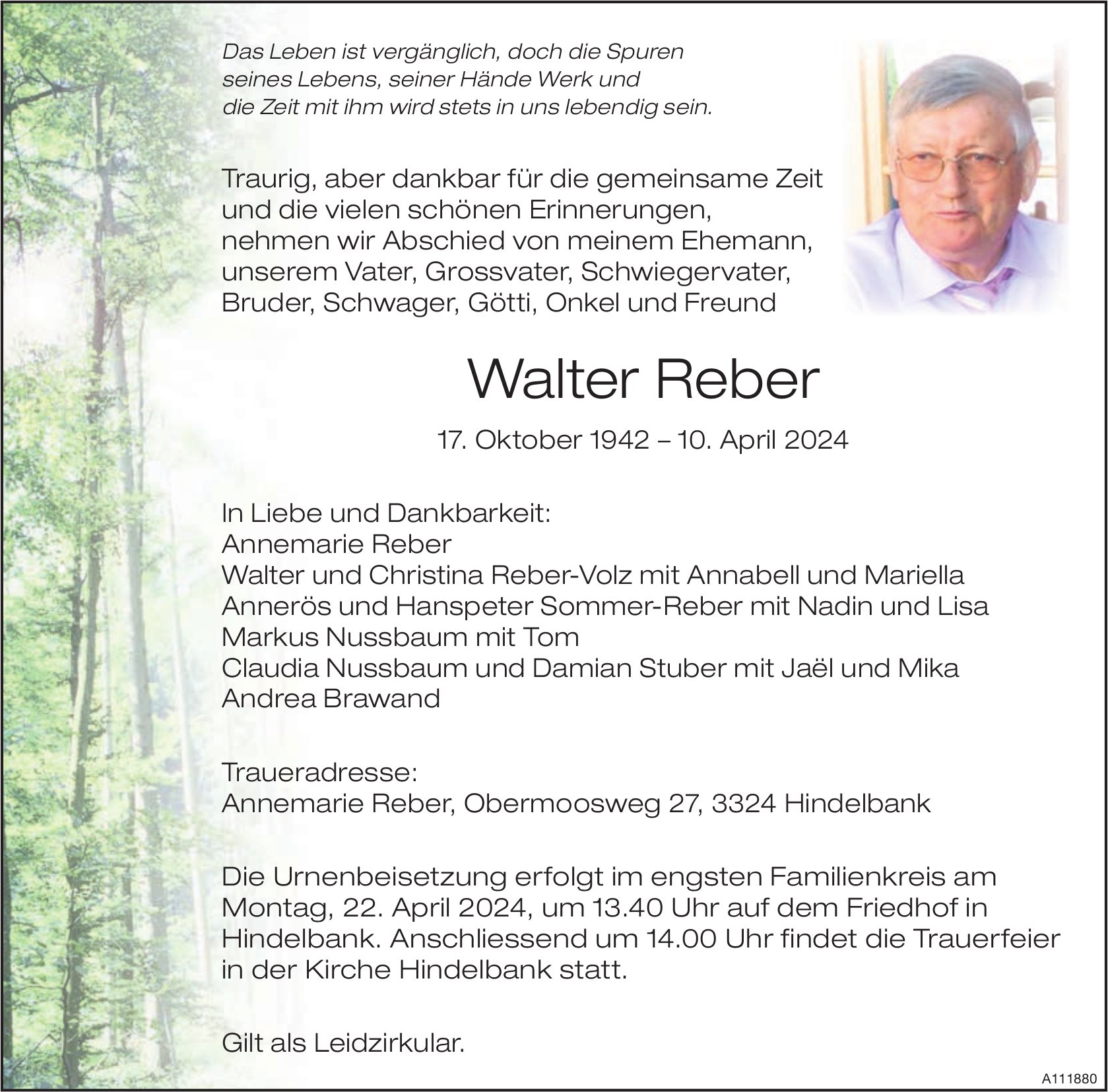 Walter Reber, April 2024 / TA
