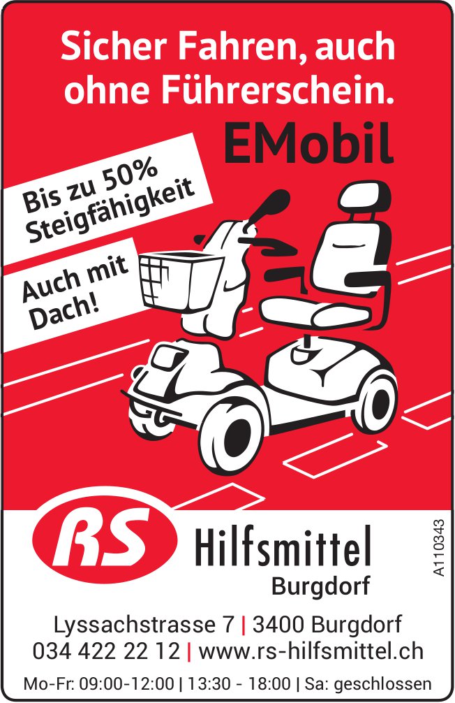 RS Hilfsmittel, Burgdorf - Sicher Fahren, auch ohne Führerschein. EMobil