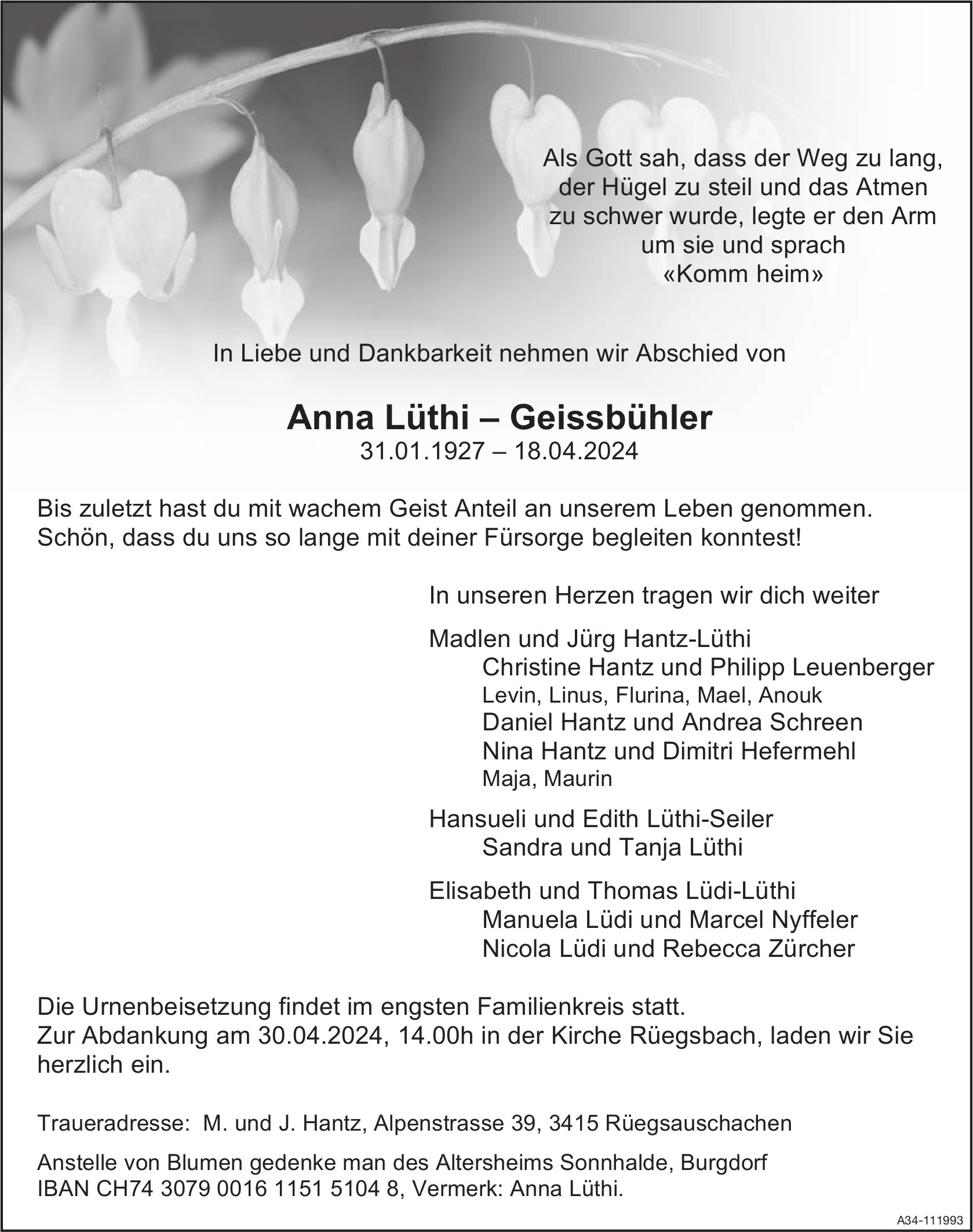 Anna Lüthi – Geissbühler, April 2024 / TA