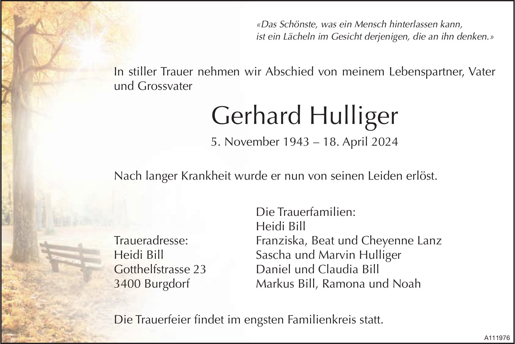 Gerhard Hulliger, April 2024 / TA