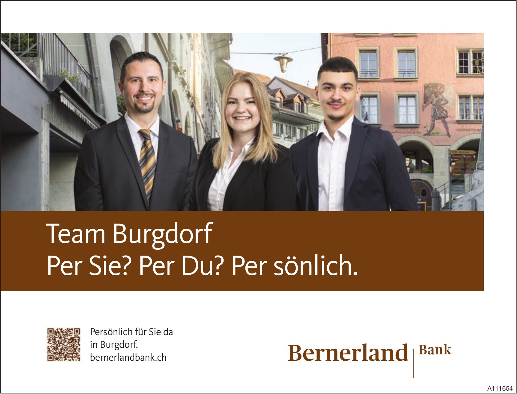 Bernerland Bank, Team Burgdorf Per Sie? Per Du? Per sönlich.