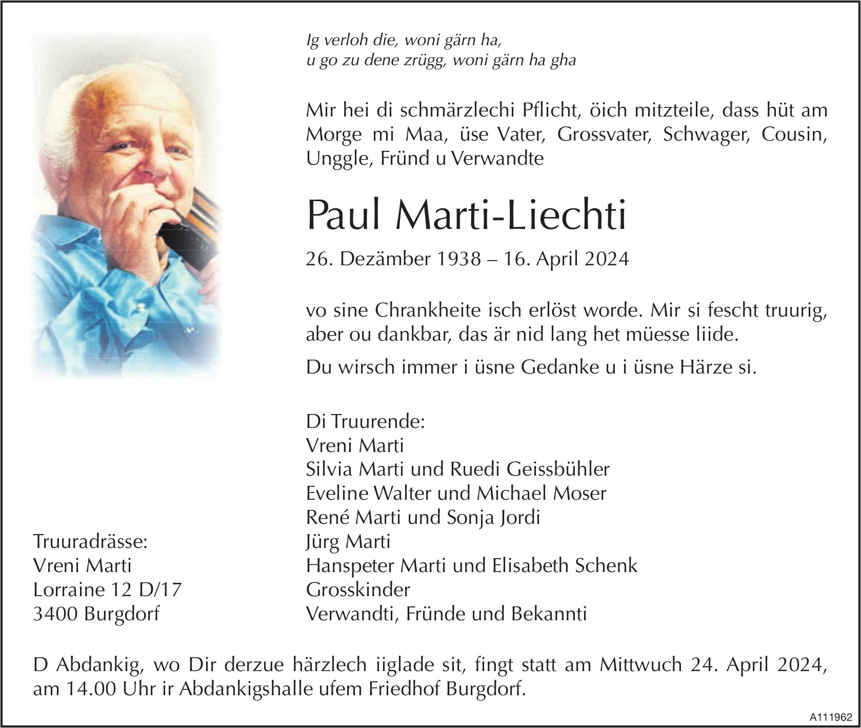 Paul Marti-Liechti, April 2024 / TA