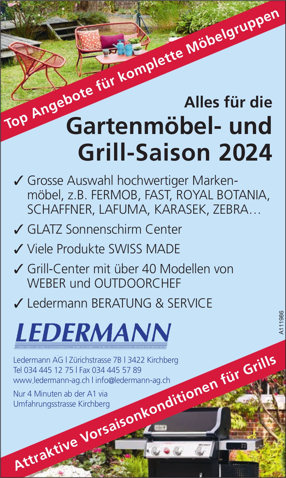 Ledermann AG, Kirchberg - Alles für die Gartenmöbel- und Grill-Saison 2024