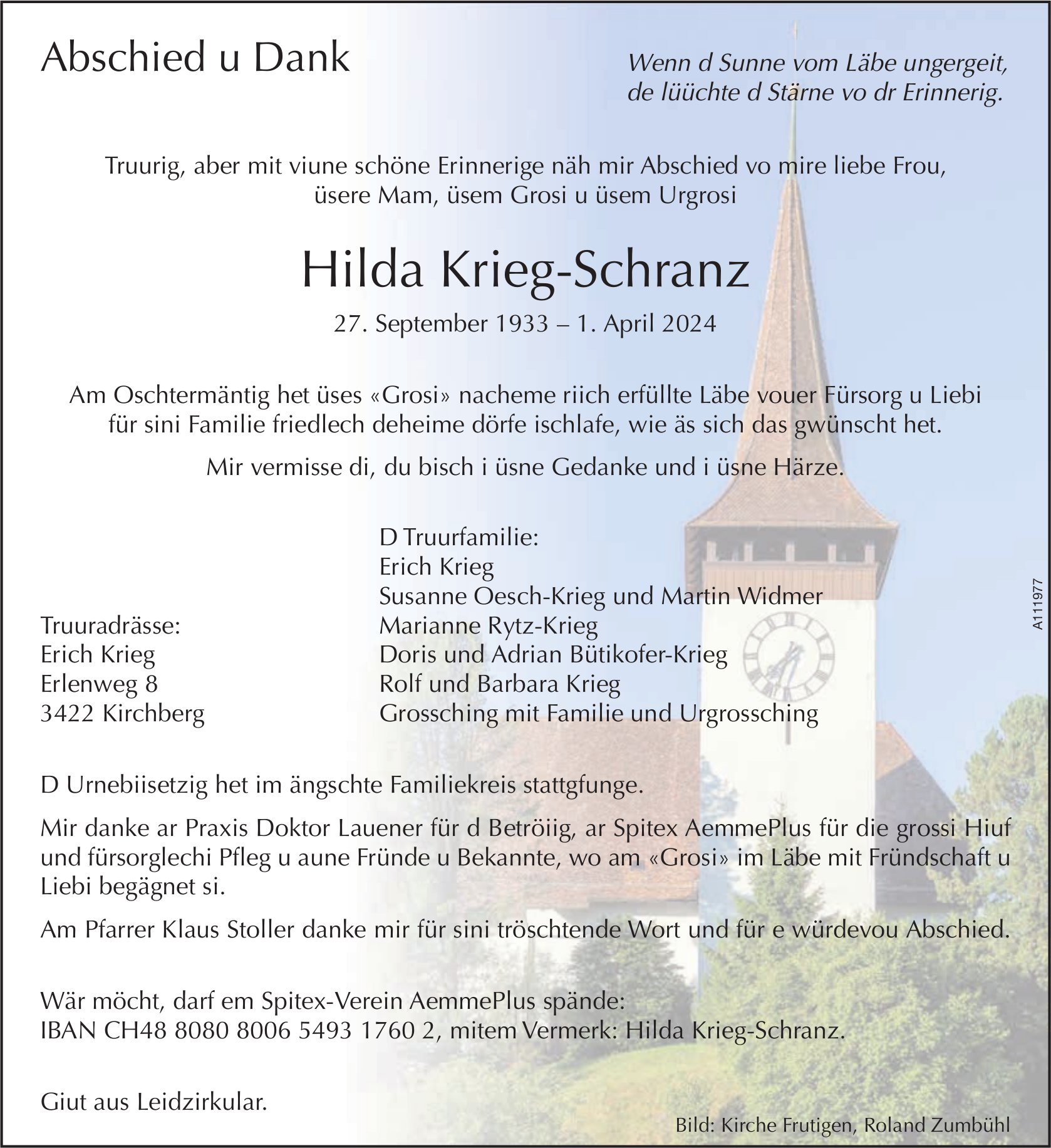 Hilda Krieg-Schranz, im April 2024 / TA + DS