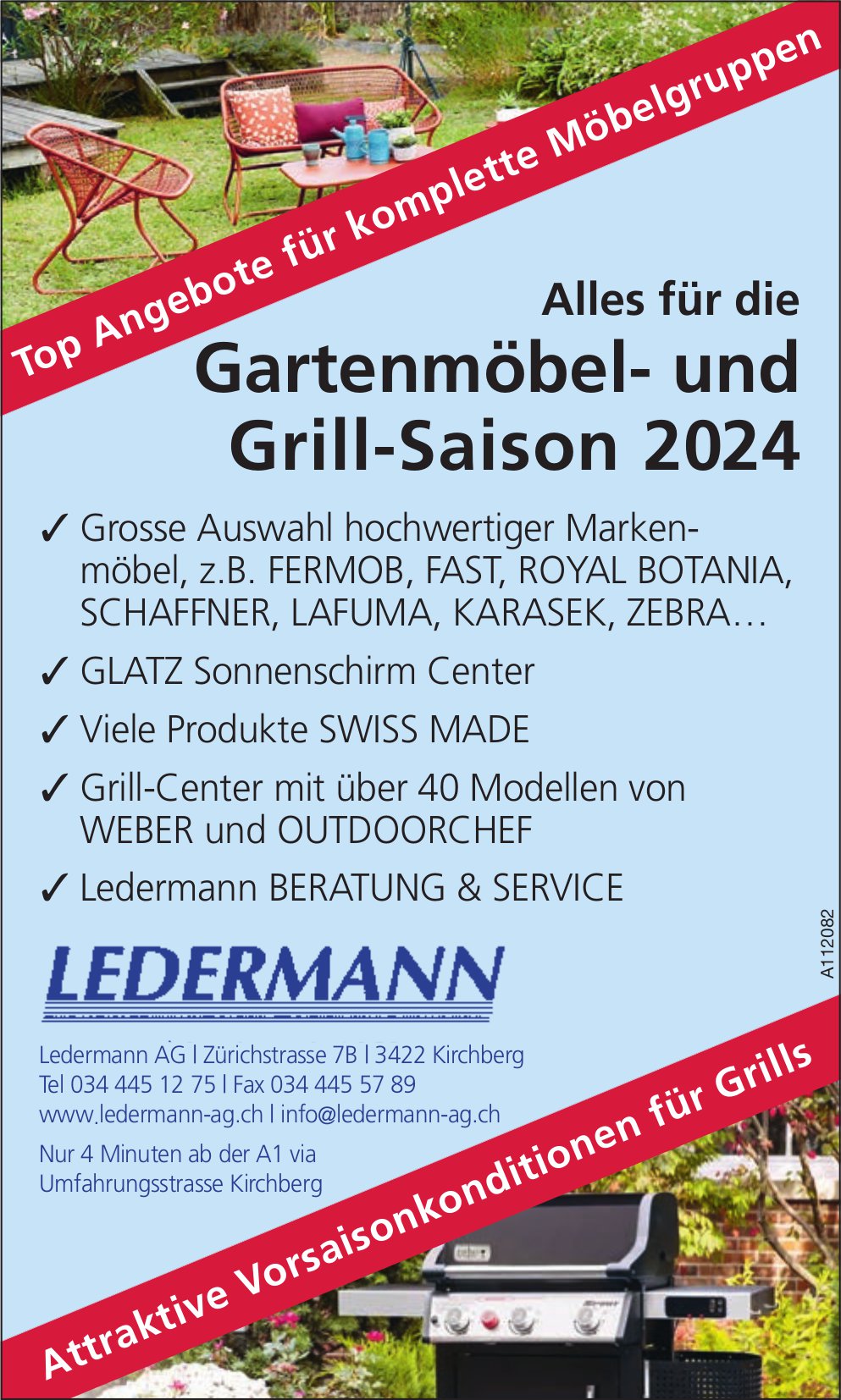 Ledermann AG, Kirchberg - Alles für die Gartenmöbel- und Grill-Saison 2024