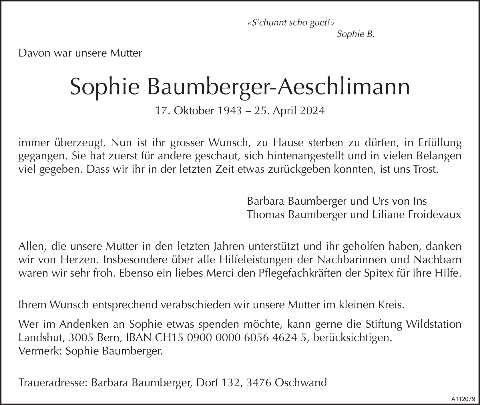Sophie Baumberger-Aeschlimann, April 2024 / TA