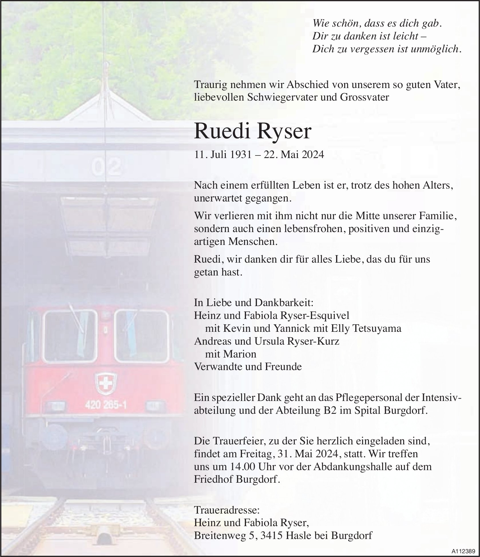 Ruedi Ryser, Mai 2024 / TA
