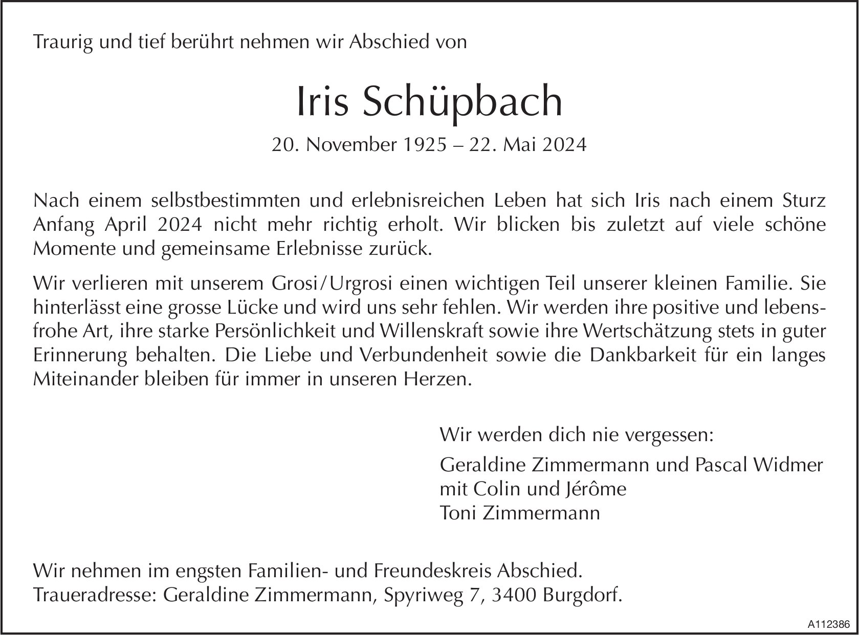 Iris Schüpbach, Mai 2024 / TA