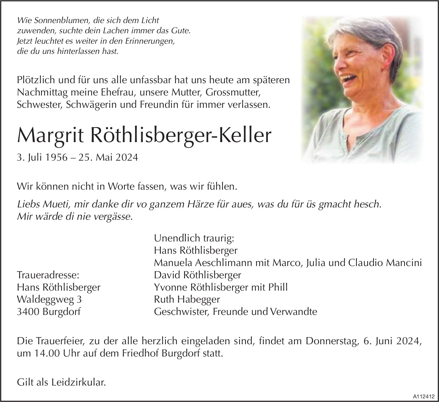 Margrit Röthlisberger-Keller, Mai 2024 / TA