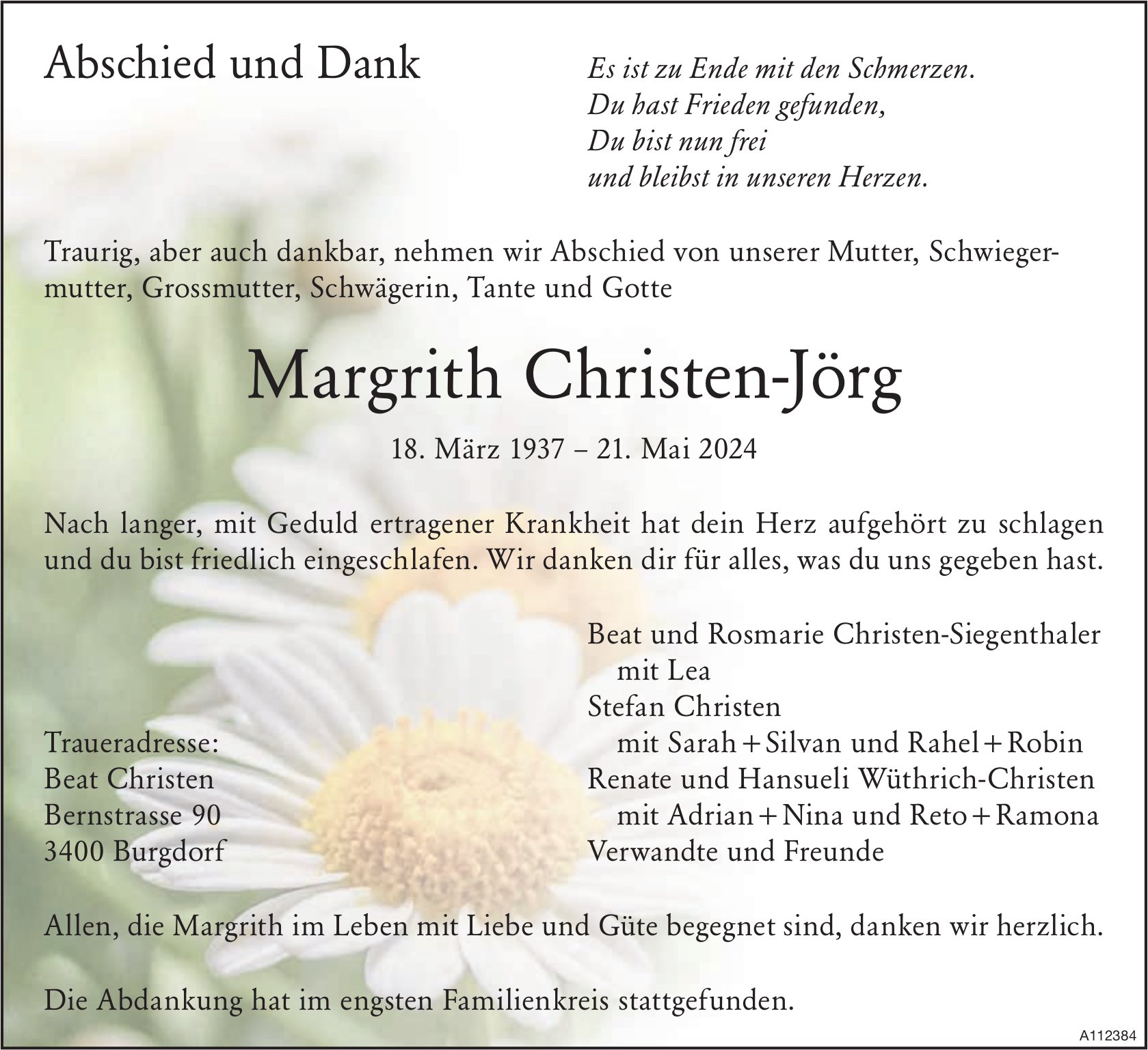 Margrith Christen-Jörg, im Juni 2024 / TA + DS