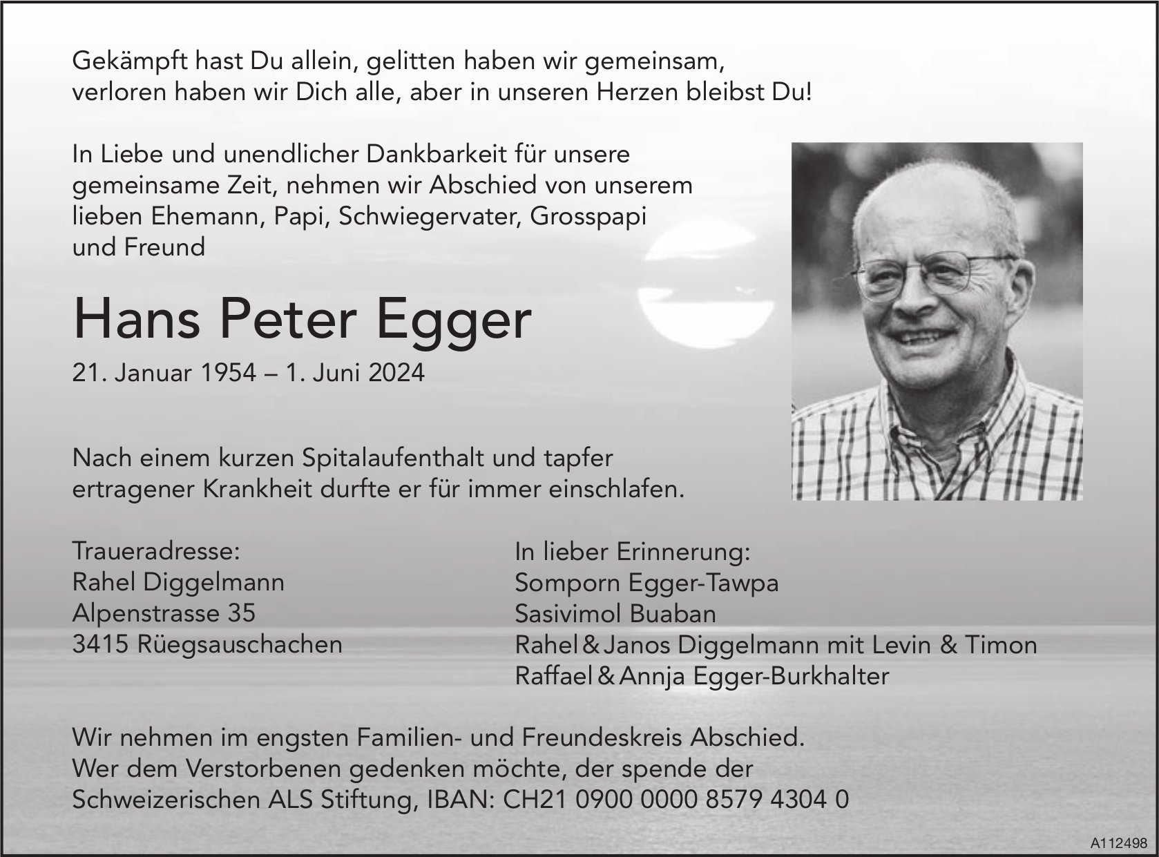 Hans Peter Egger, Juni 2024 / TA