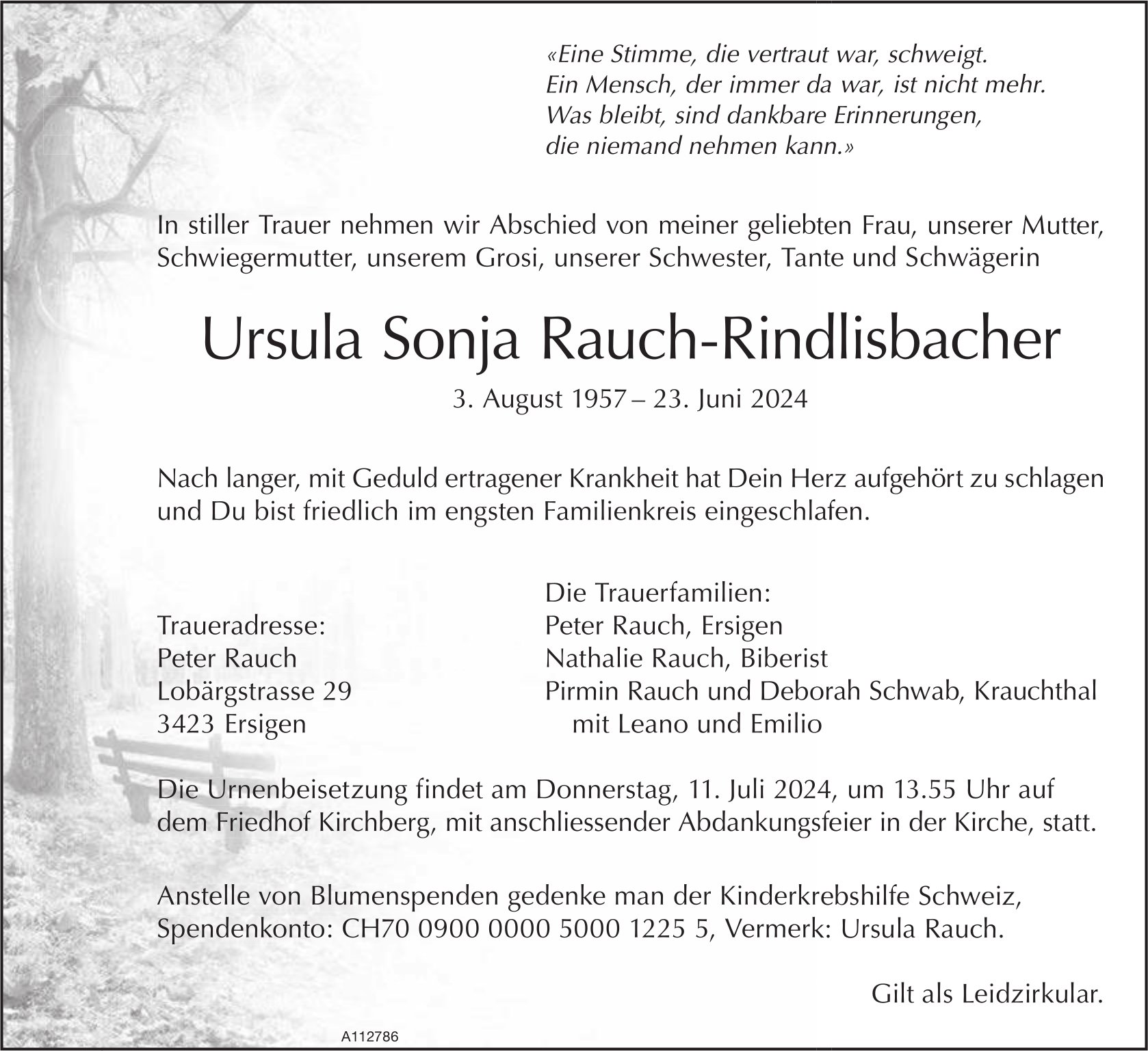 Ursula Sonja Rauch-Rindlisbacher, Juni 2024 / TA