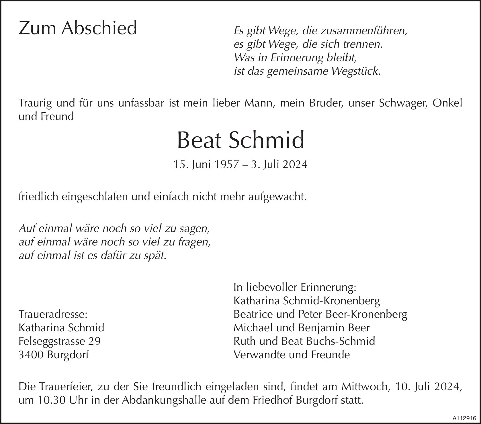 Beat Schmid, Juli 2024 / TA