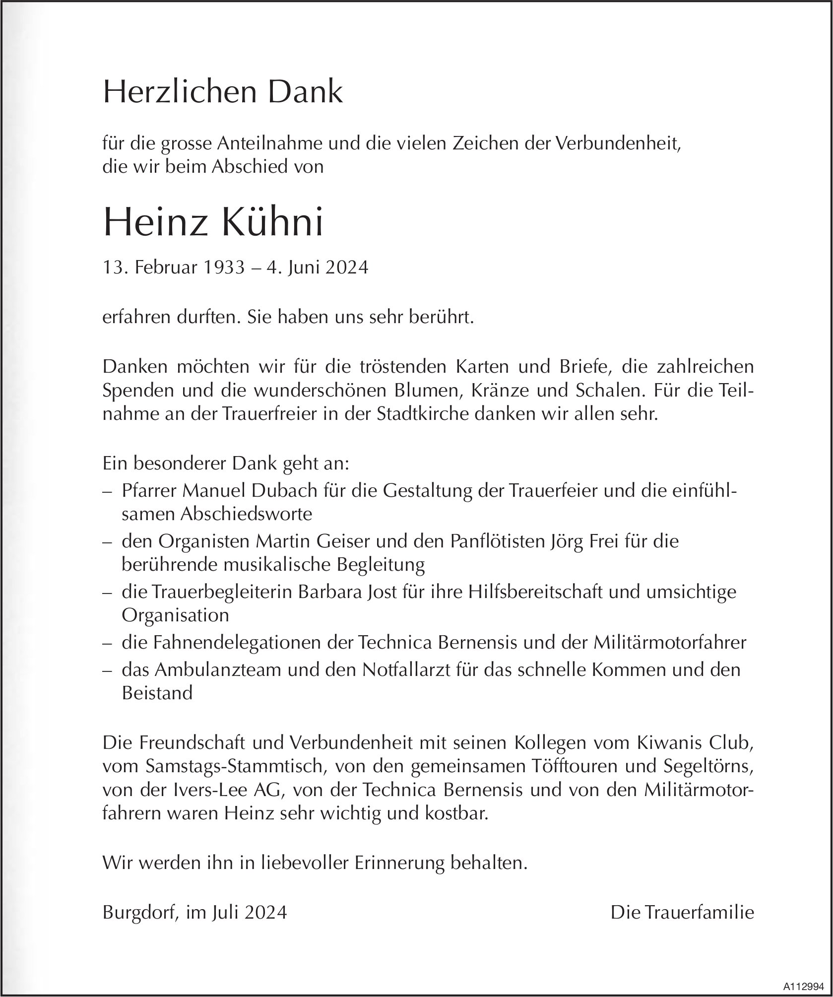 Heinz Kühni, im Juli 2024 / DS