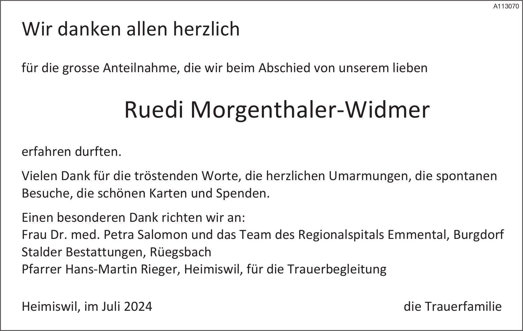 Ruedi Morgenthaler-Widmer, im Juli 2024 / DS