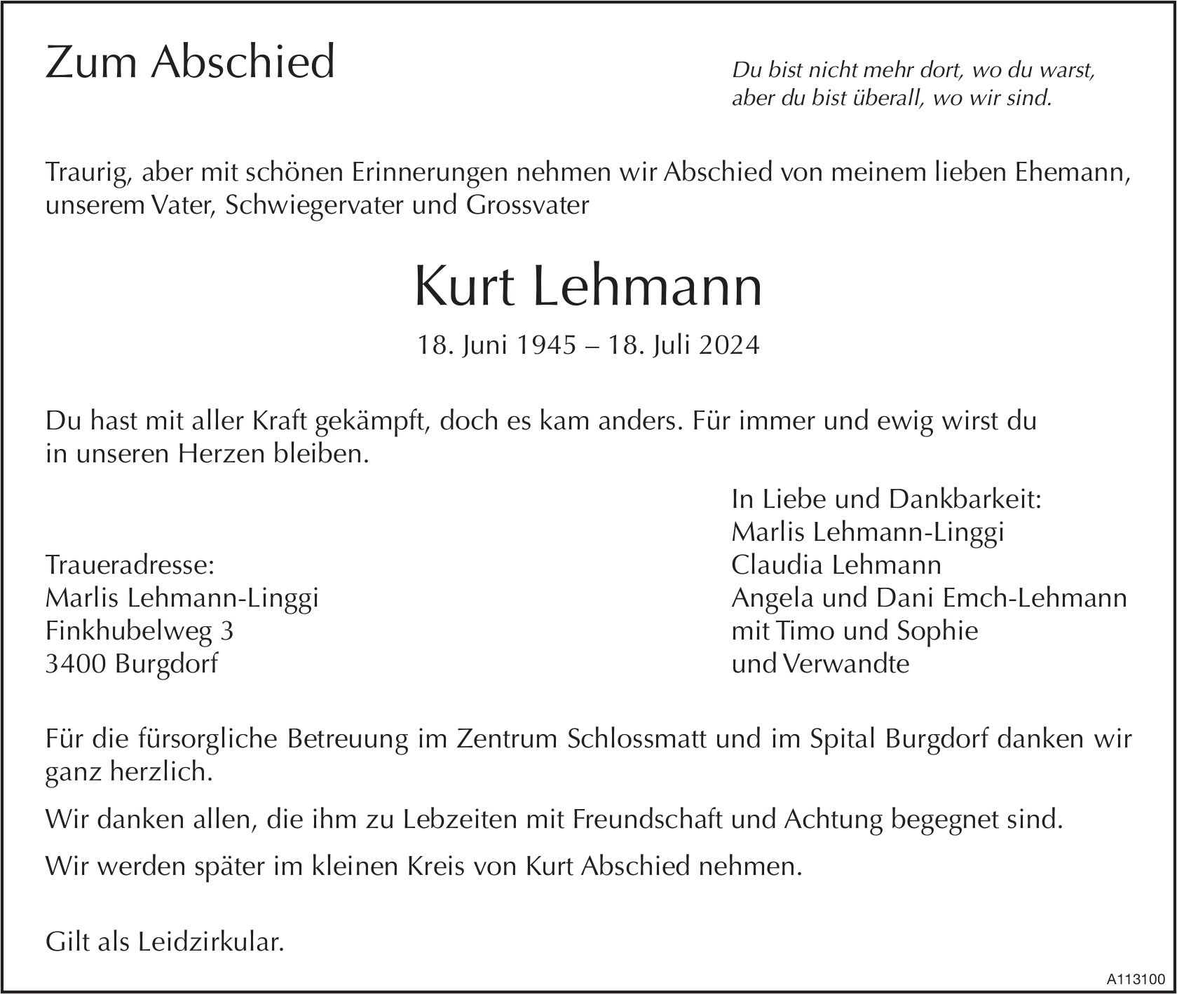 Kurt Lehmann, Juli 2024 / TA