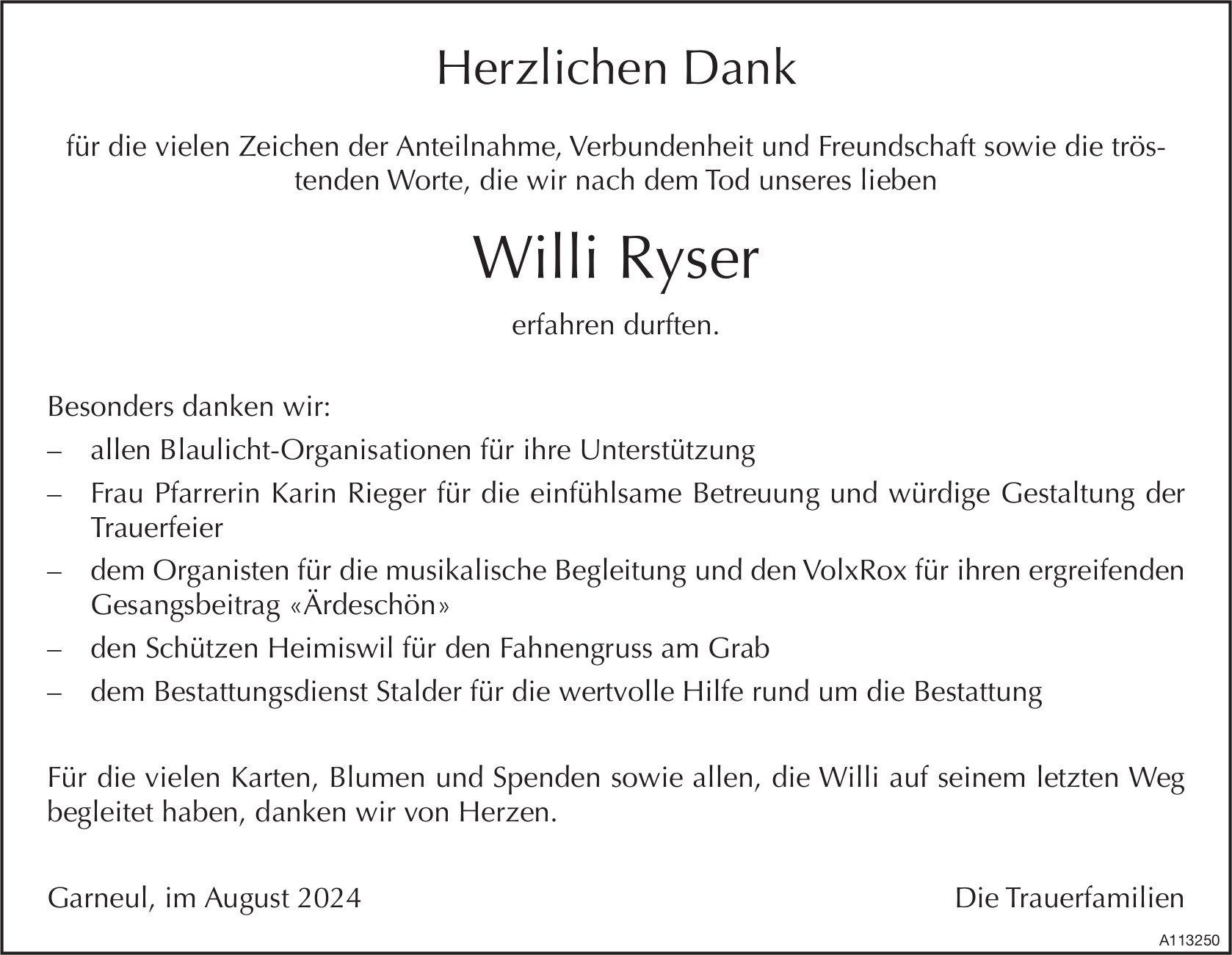 Willi Ryser, im August 2024 / DS