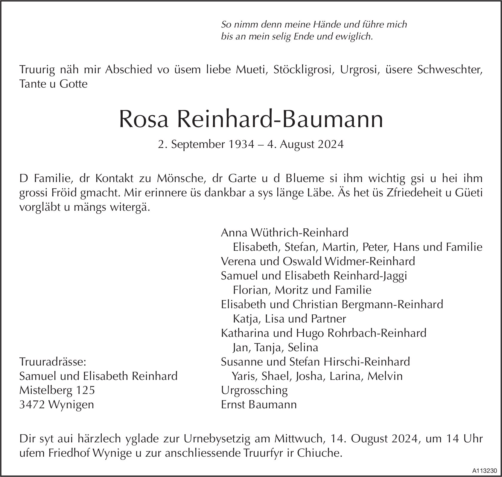 Rosa Reinhard-Baumann, August 2024 / TA