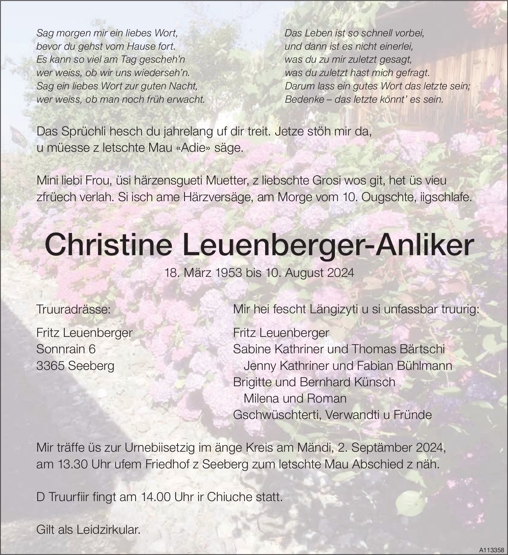 Christine Leuenberger-Anliker, August 2024 / TA