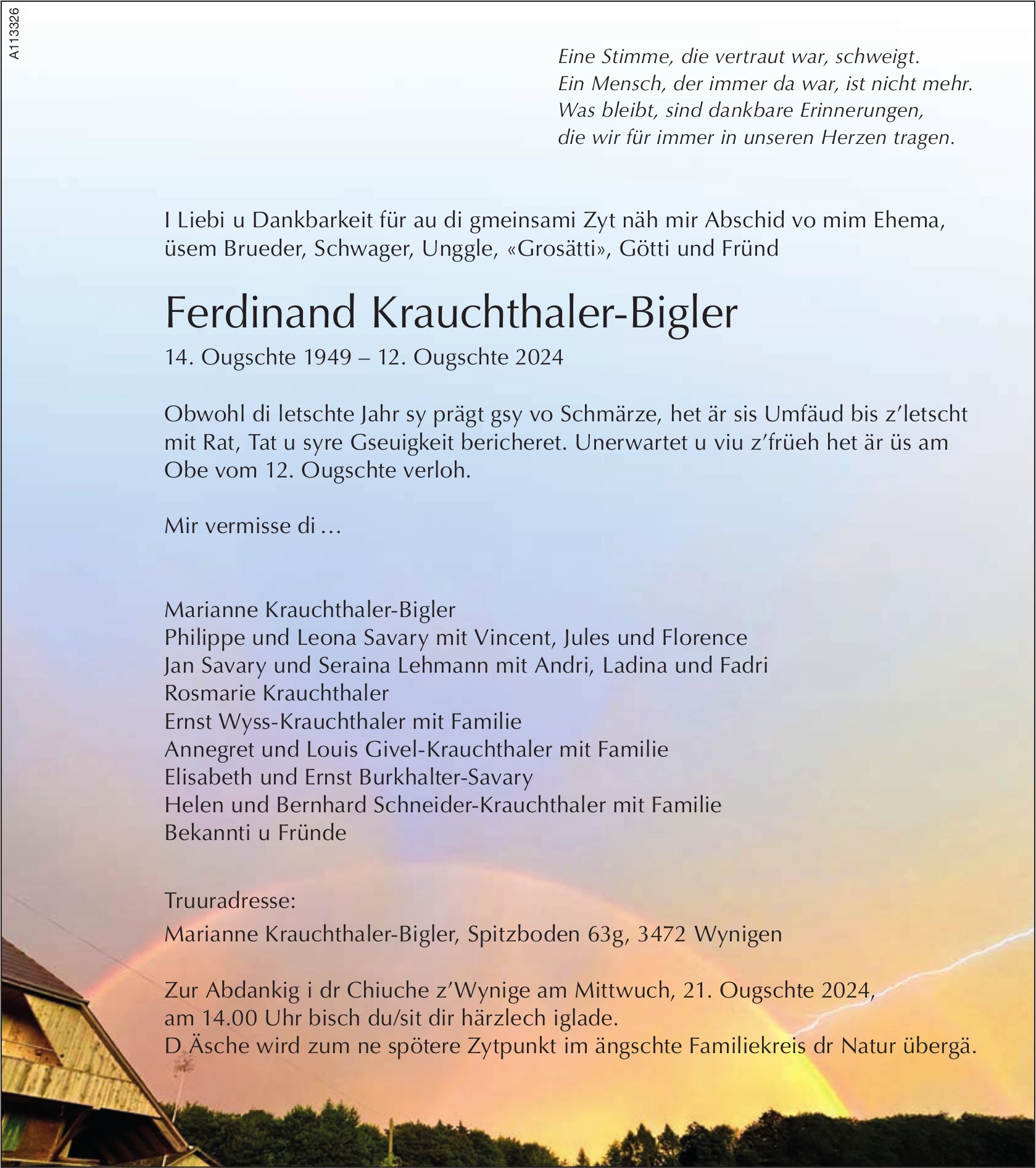 Ferdinand Krauchthaler-Bigler, August 2024 / TA