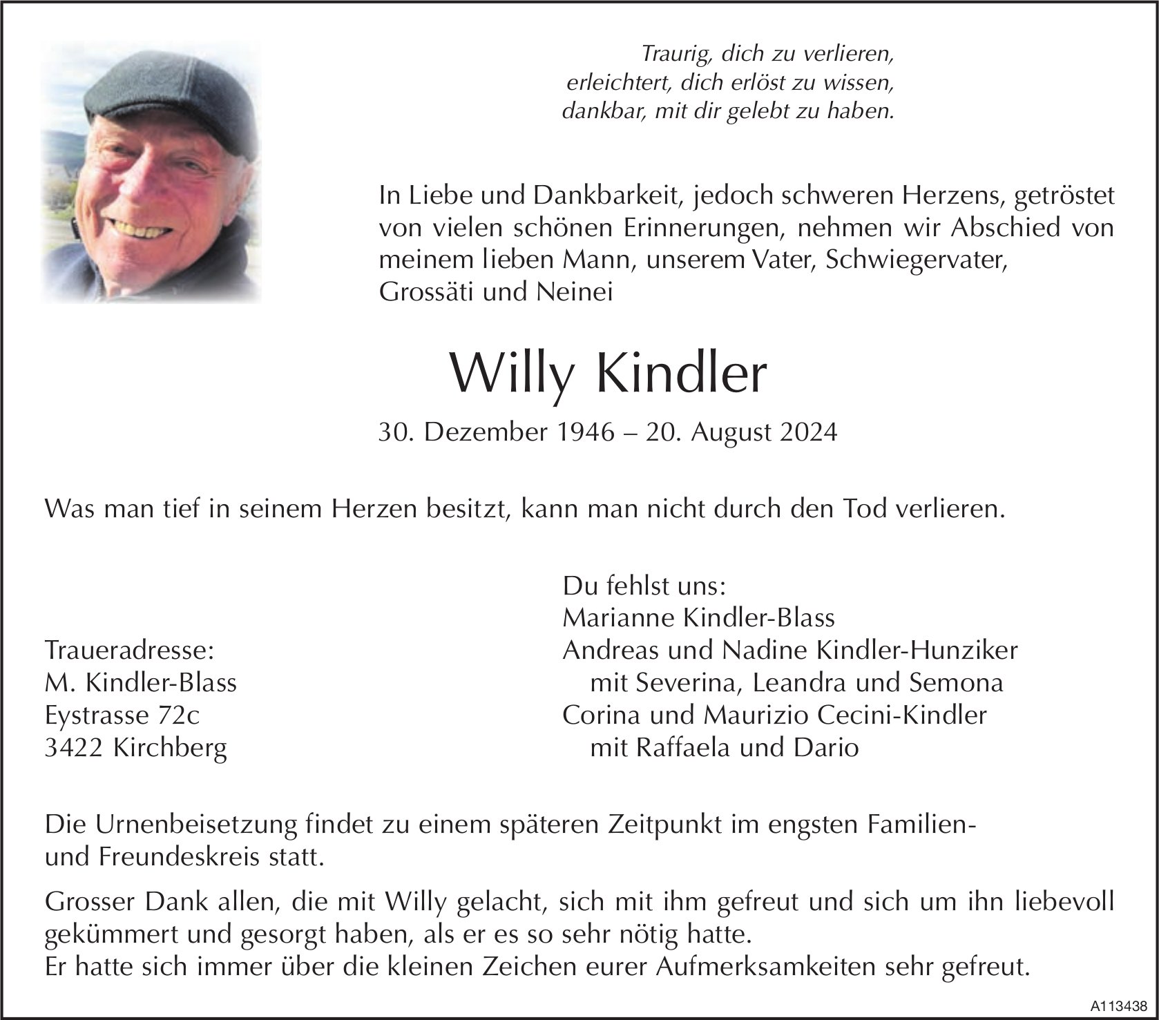 Willy Kindler, August 2024 / TA