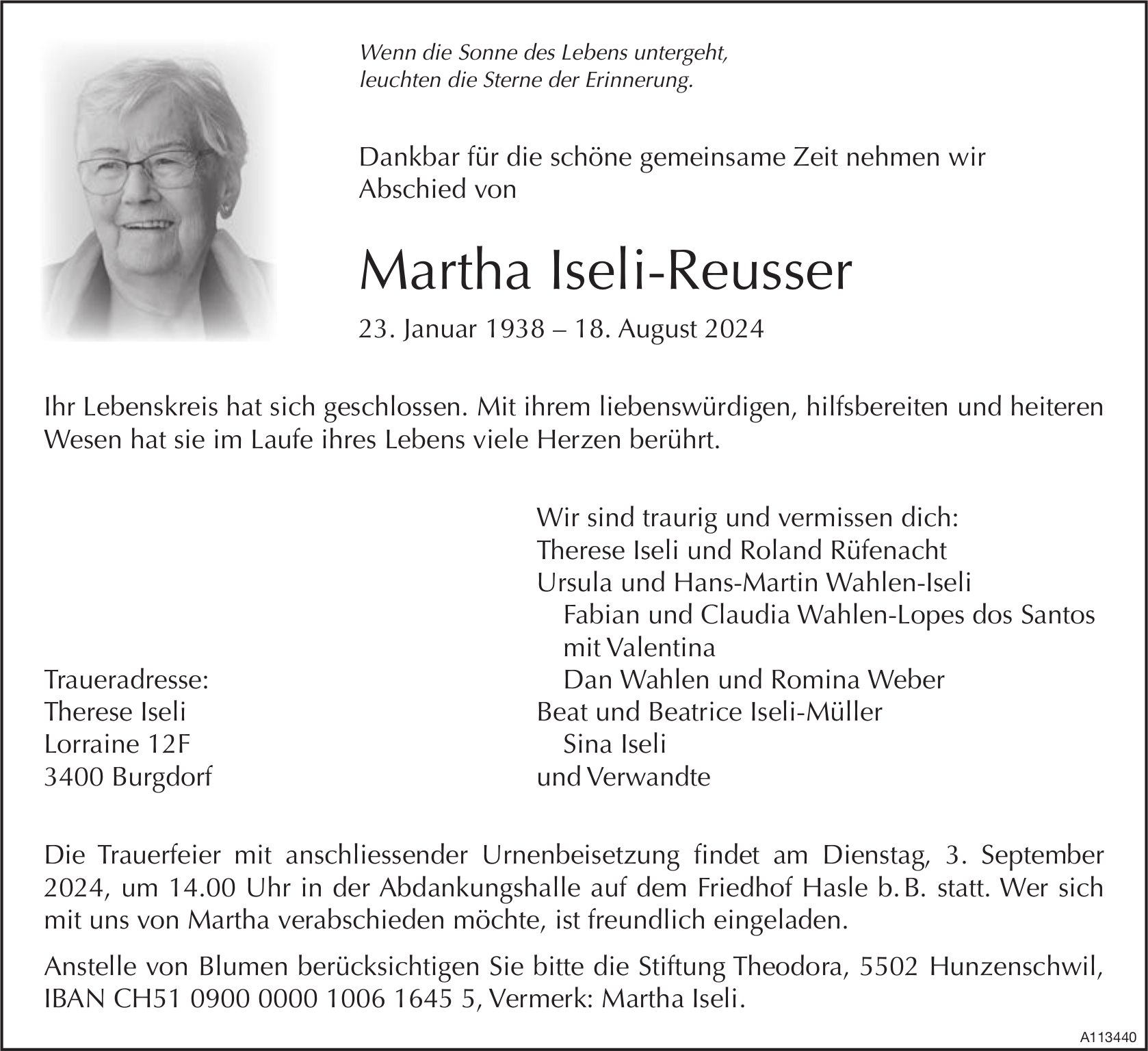 Martha Iseli-Reusser, August 2024 / TA