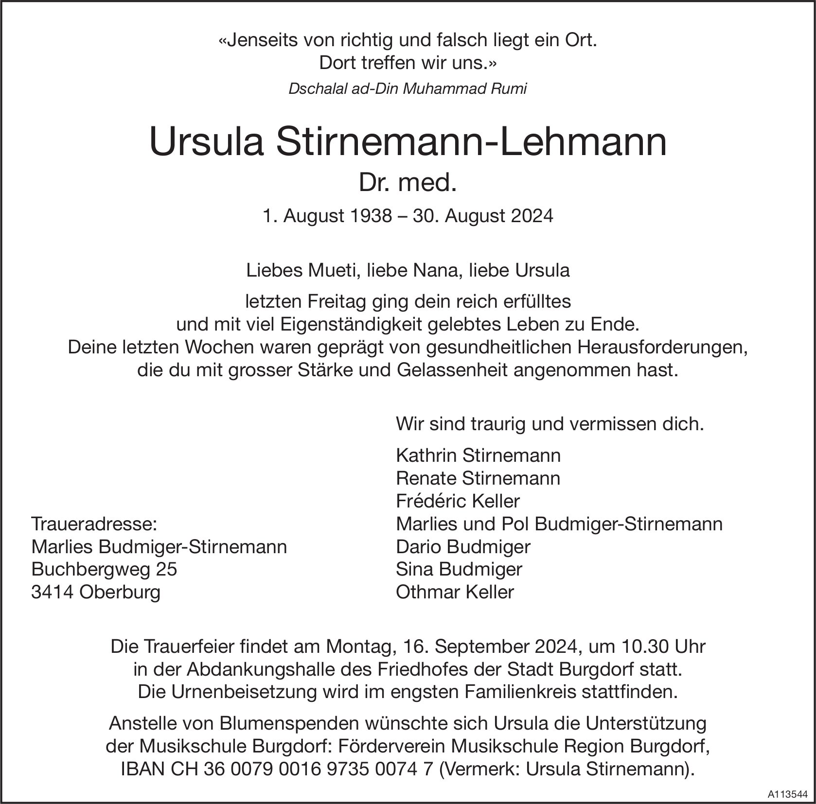 Ursula Stirnemann-Lehmann, August 2024 / TA