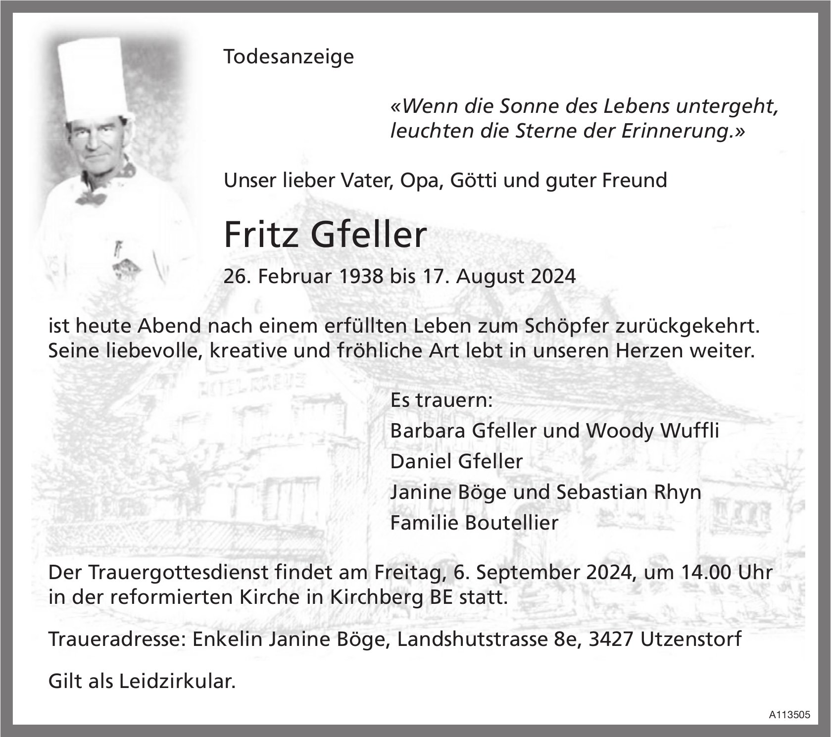 Fritz Gfeller, August 2024 / TA