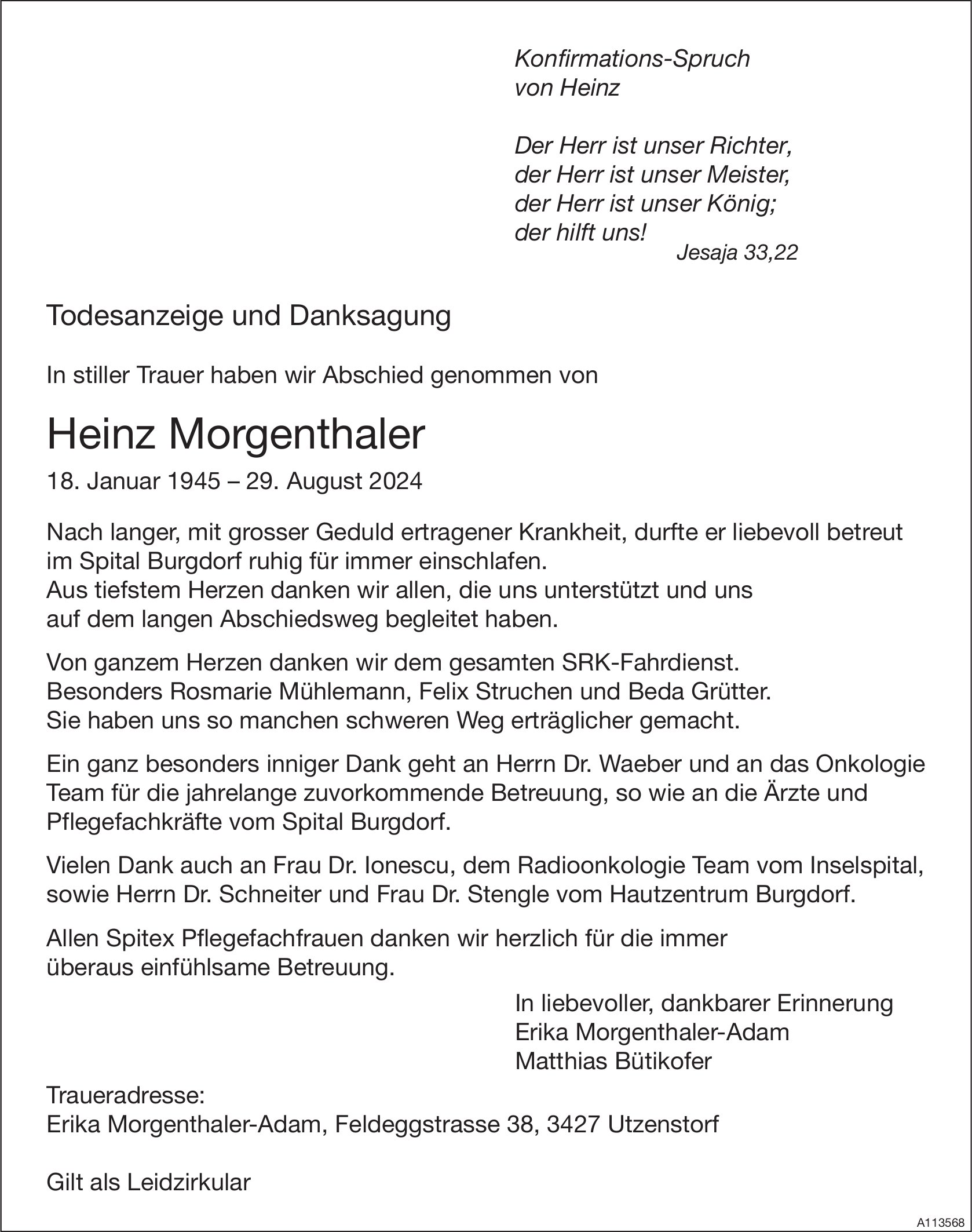 Heinz Morgenthaler, im September 2024 / TA + DS