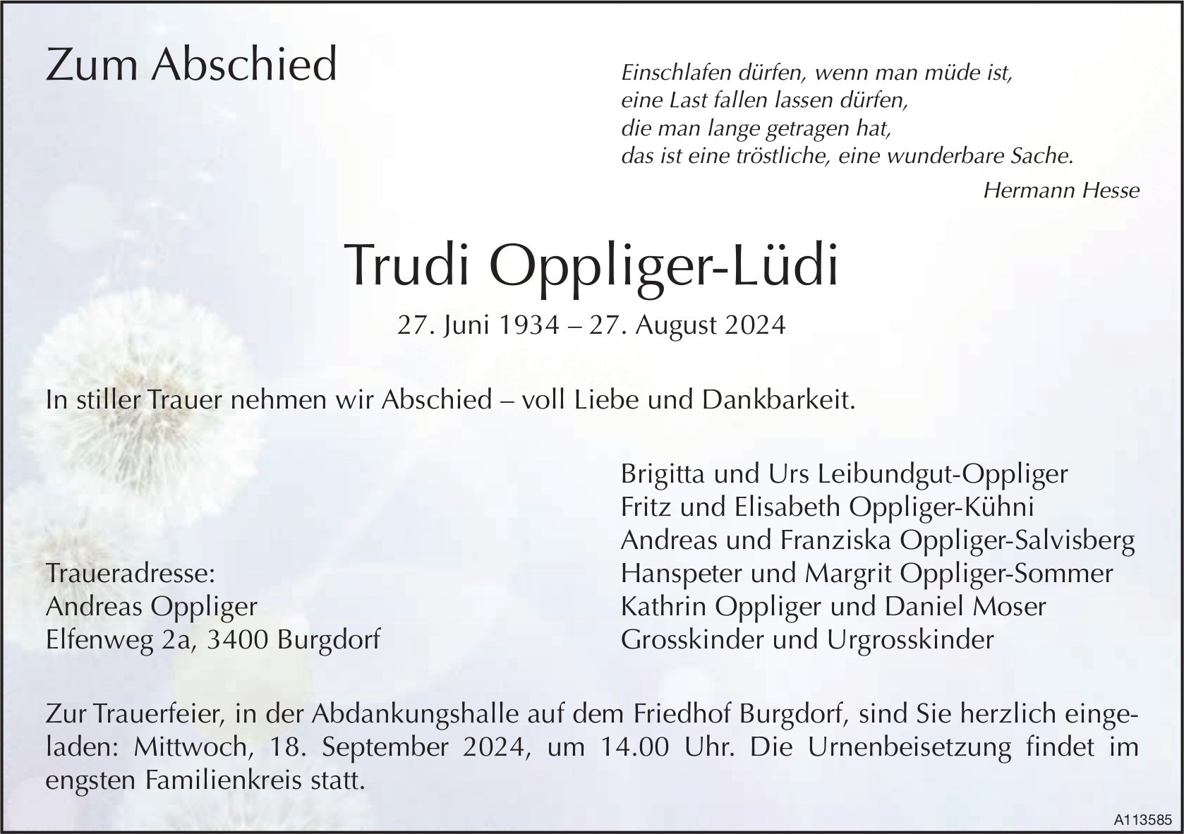 Trudi Oppliger-Lüdi, August 2024 / TA