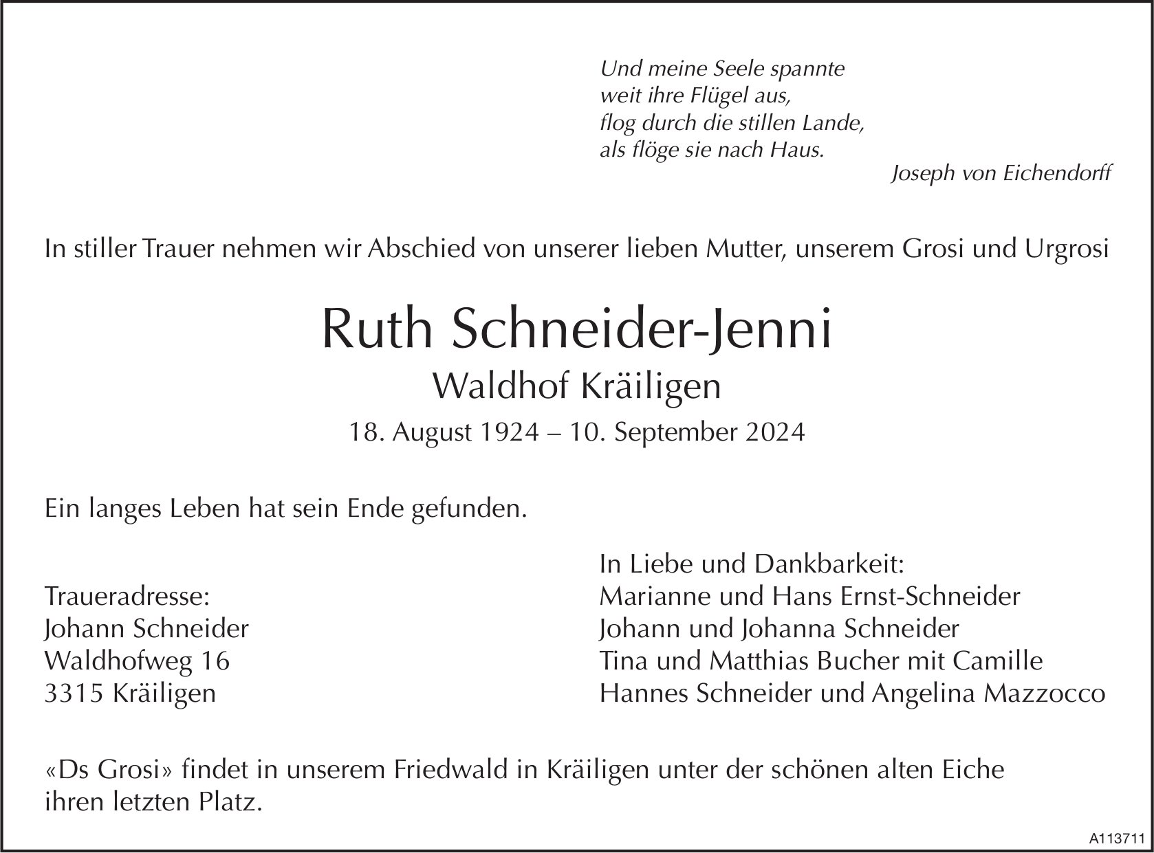 Ruth Schneider-Jenni, September 2024 / TA