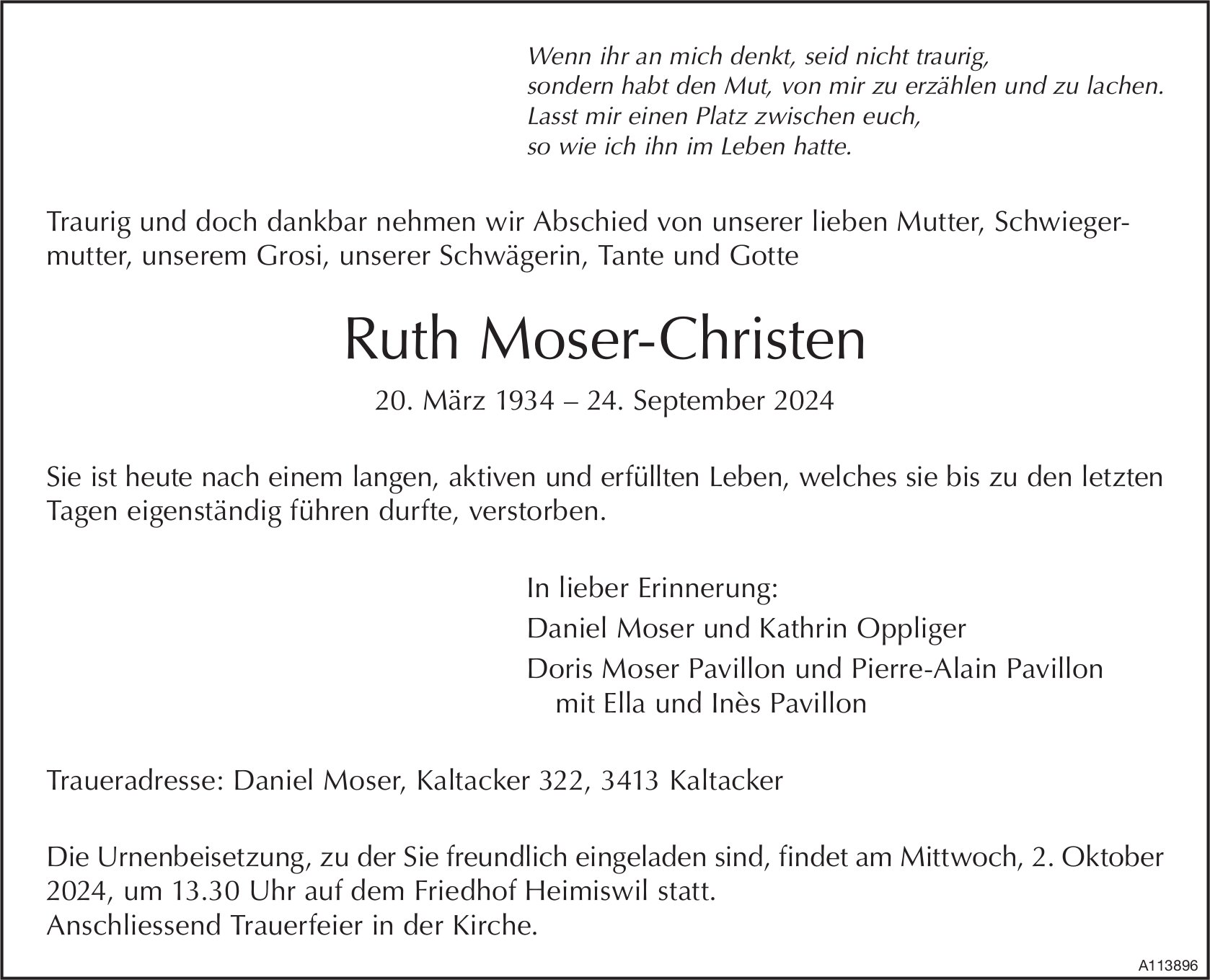 Ruth Moser-Christen, September 2024 / TA