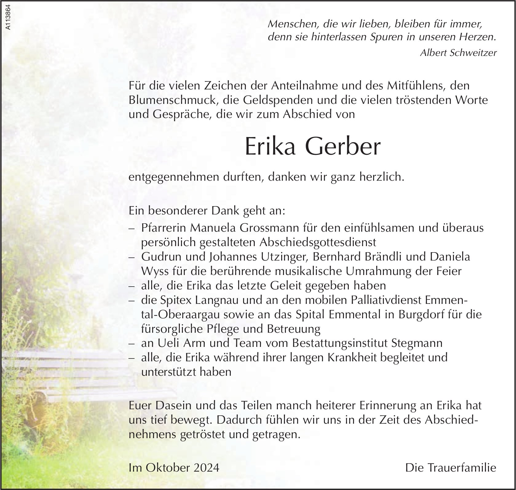 Erika Gerber, im Oktober 2024 / DS