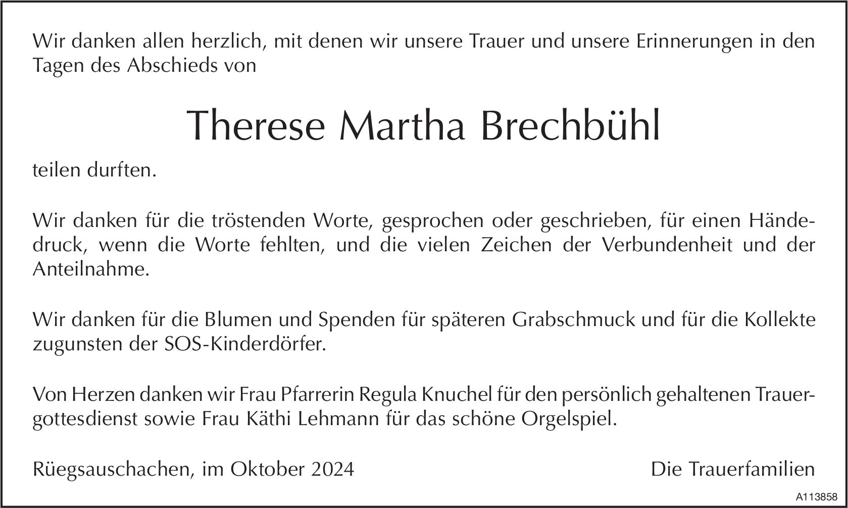 Therese Martha Brechbühl, im Oktober 2024 / DS