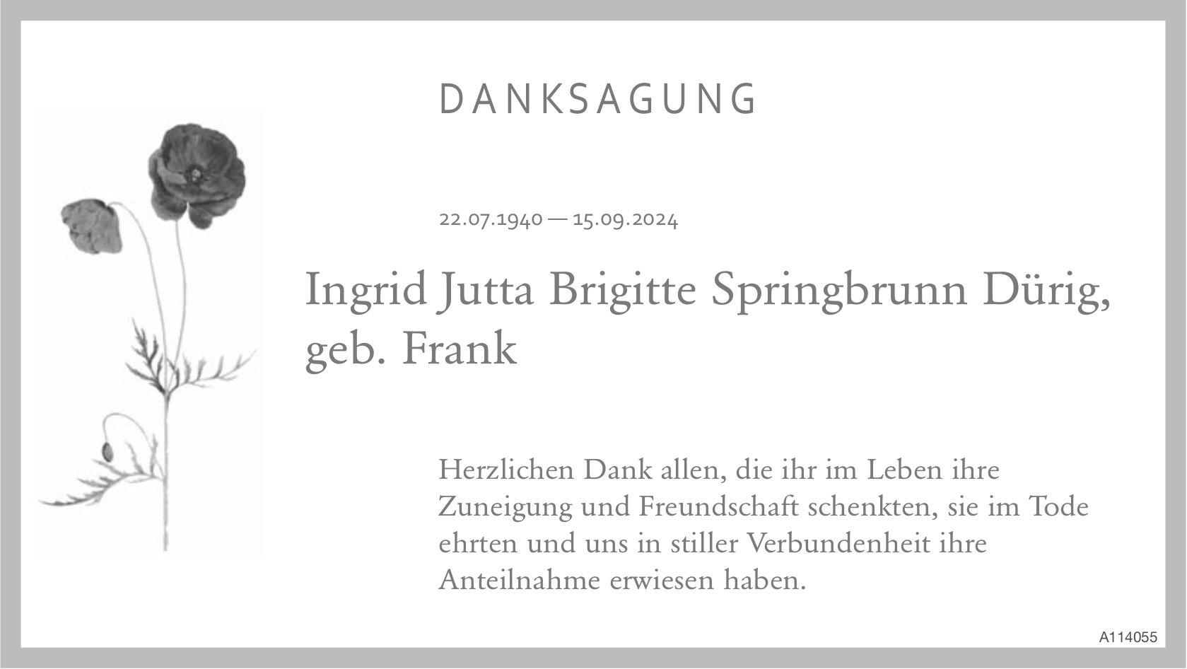 Ingrid Jutta Brigitte Springbrunn Dürig, geb. Frank, im Oktober 2024 / DS