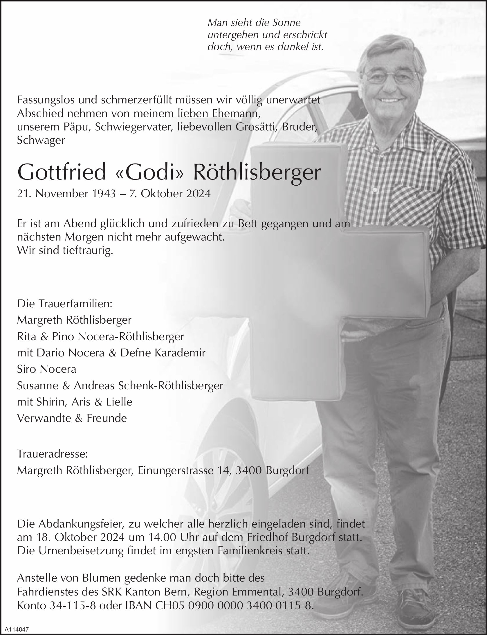 Gottfried «Godi» Röthlisberger, Oktober 2024 / TA