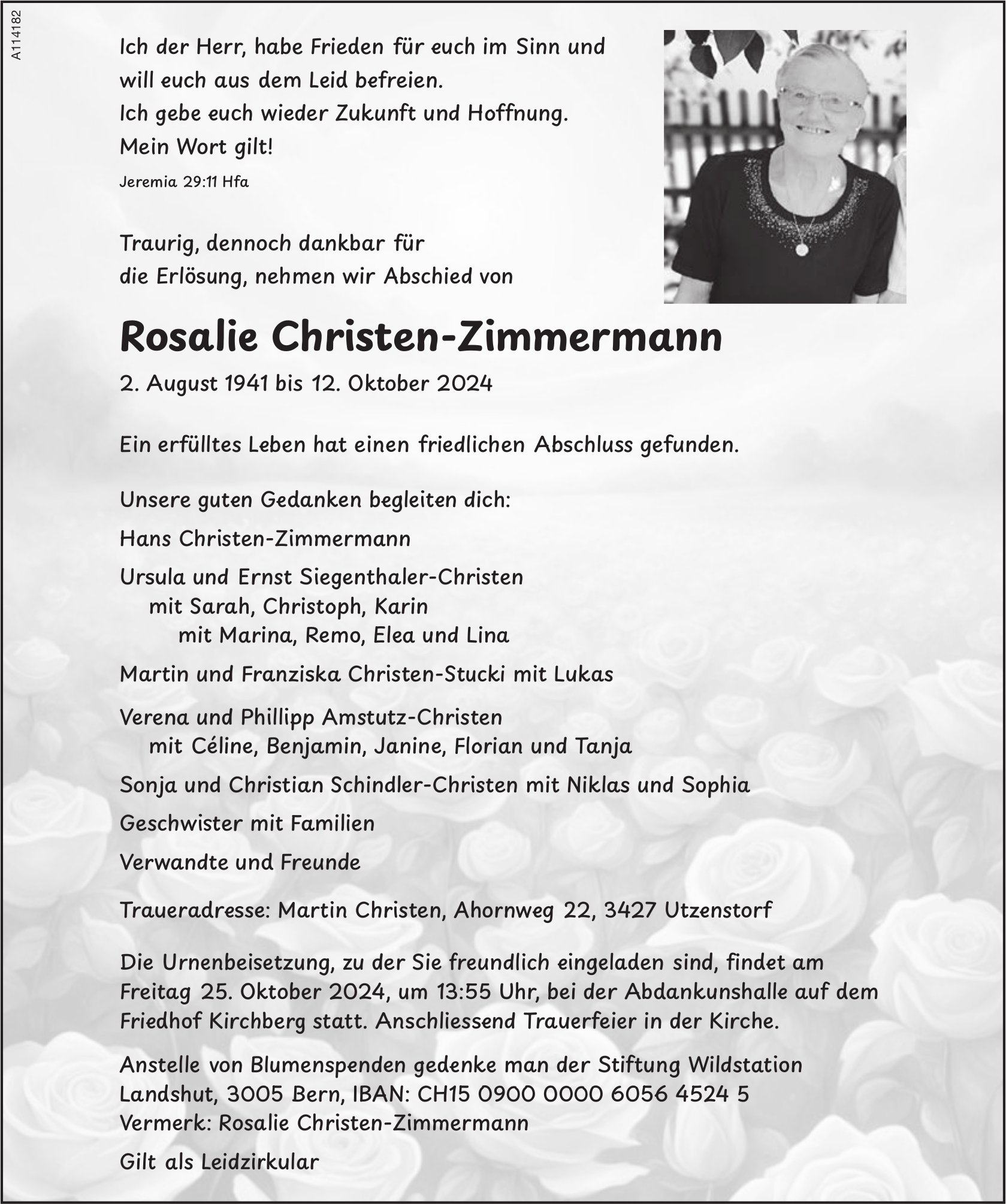 Rosalie Christen-Zimmermann, Oktober 2024 / TA