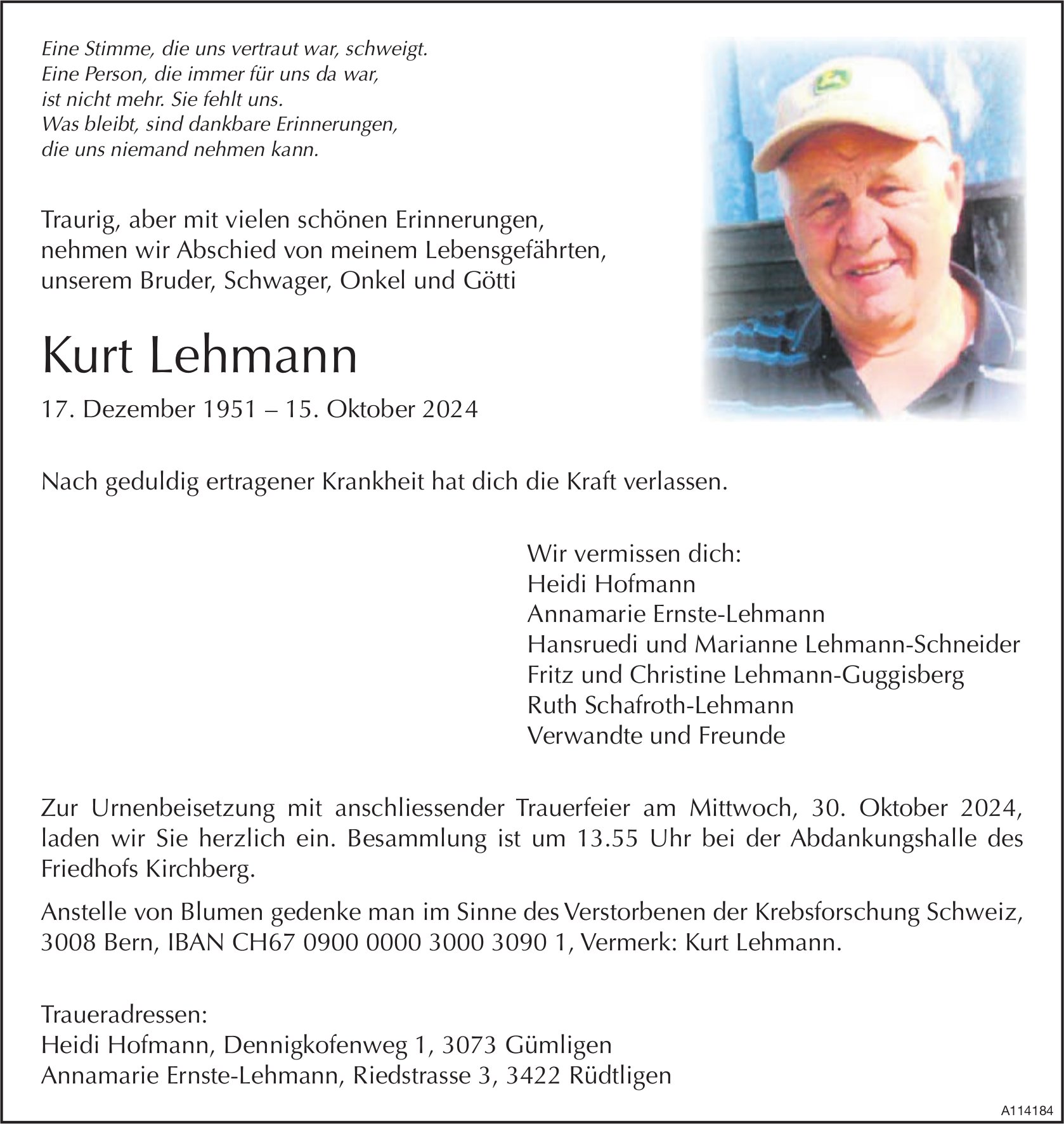 Kurt Lehmann, Oktober 2024 / TA