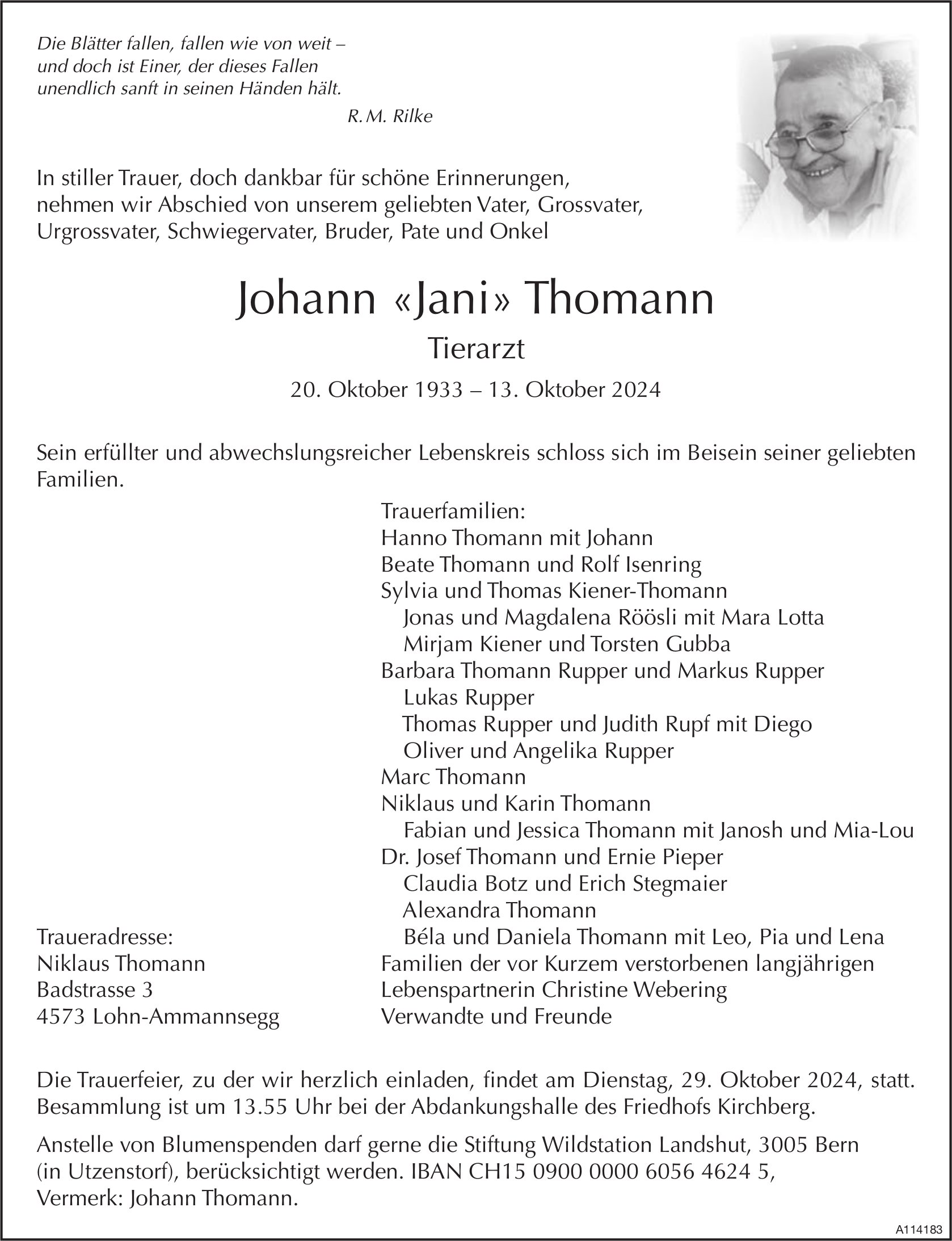 Johann «Jani» Thomann, Oktober 2024 / TA