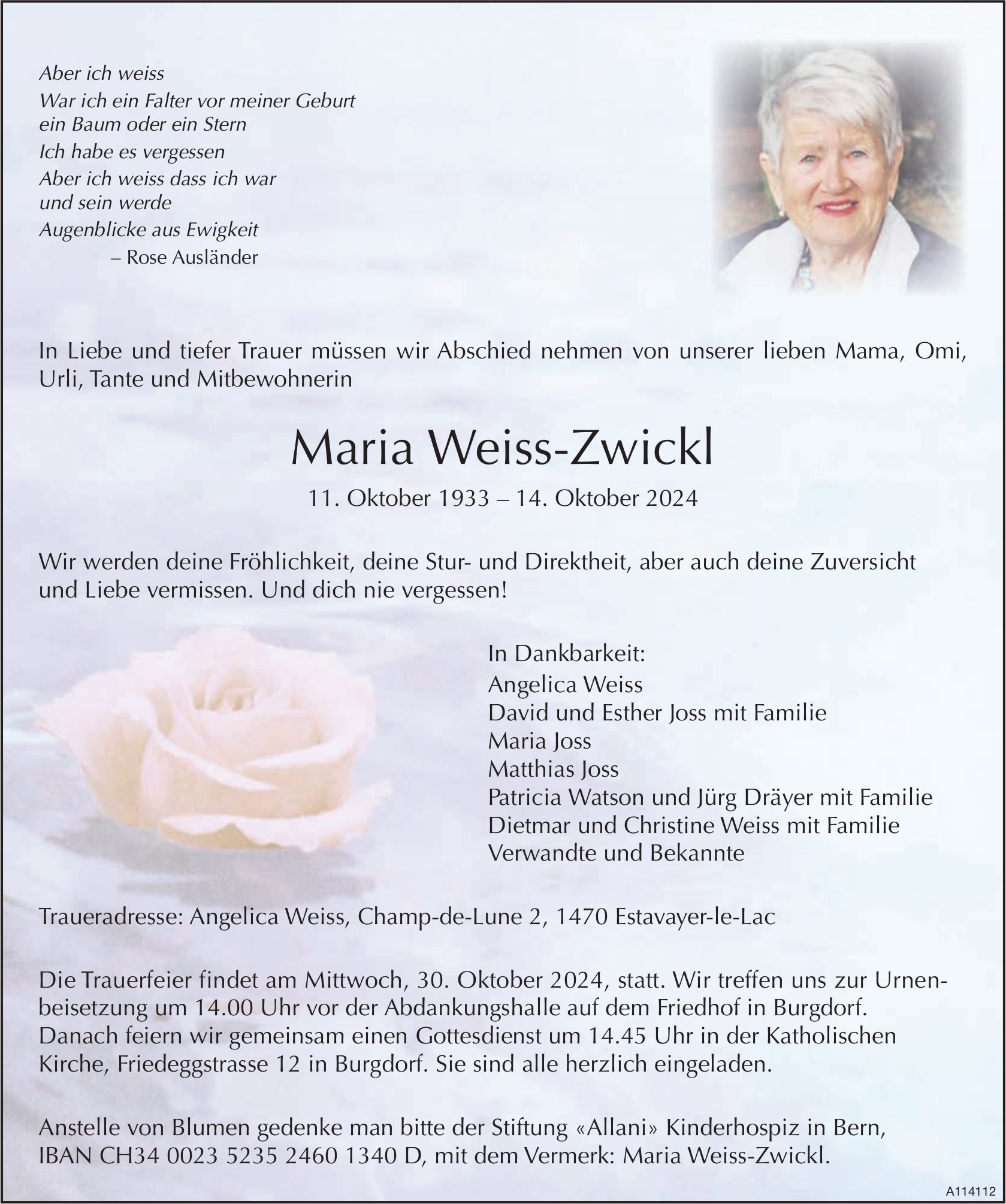 Maria Weiss-Zwickl, Oktober 2024 / TA