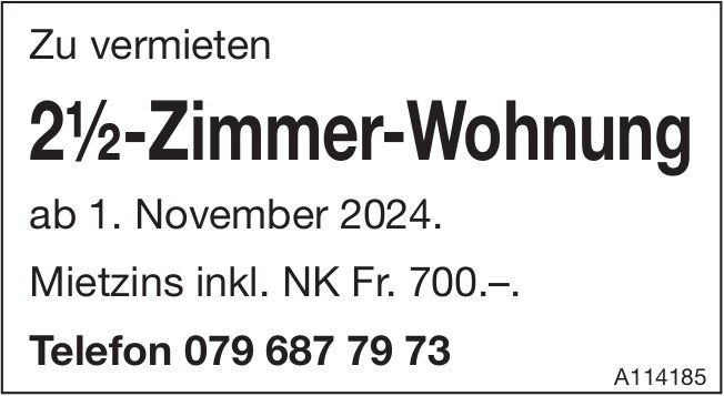 2½-Zimmer-Wohnung, zu vermieten