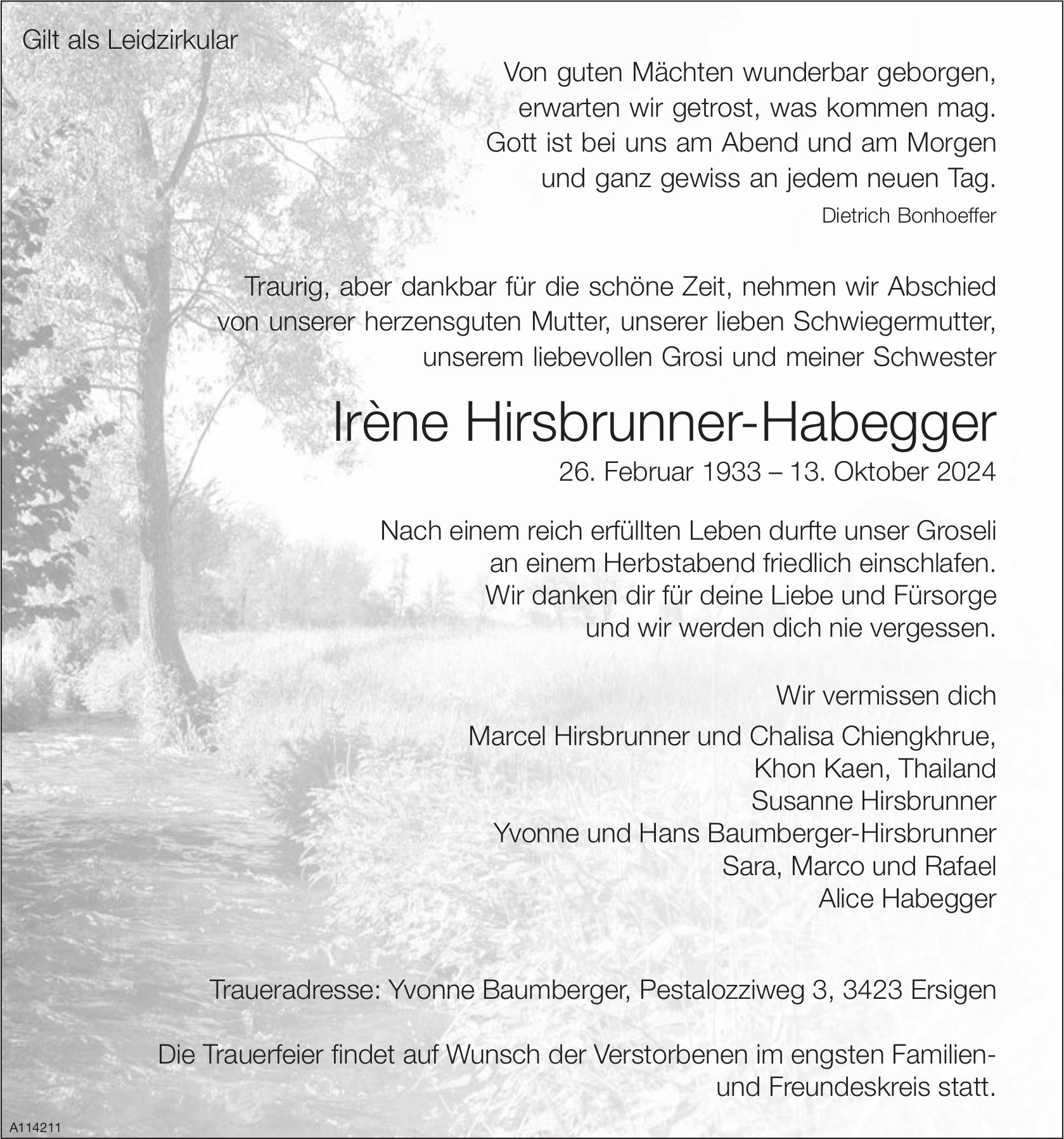 Irène Hirsbrunner-Habegger, Oktober 2024 / TA